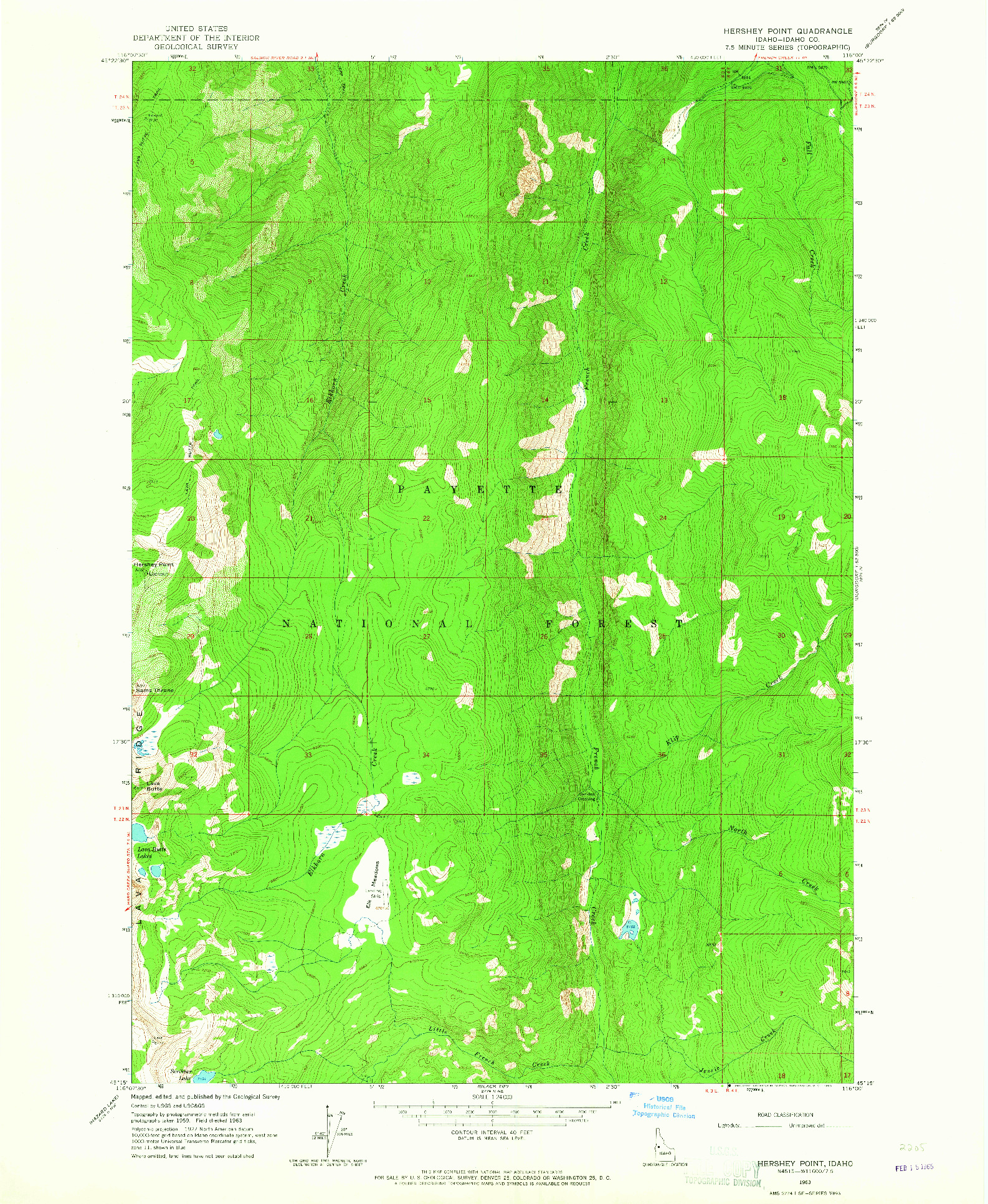 USGS 1:24000-SCALE QUADRANGLE FOR HERSHEY POINT, ID 1963