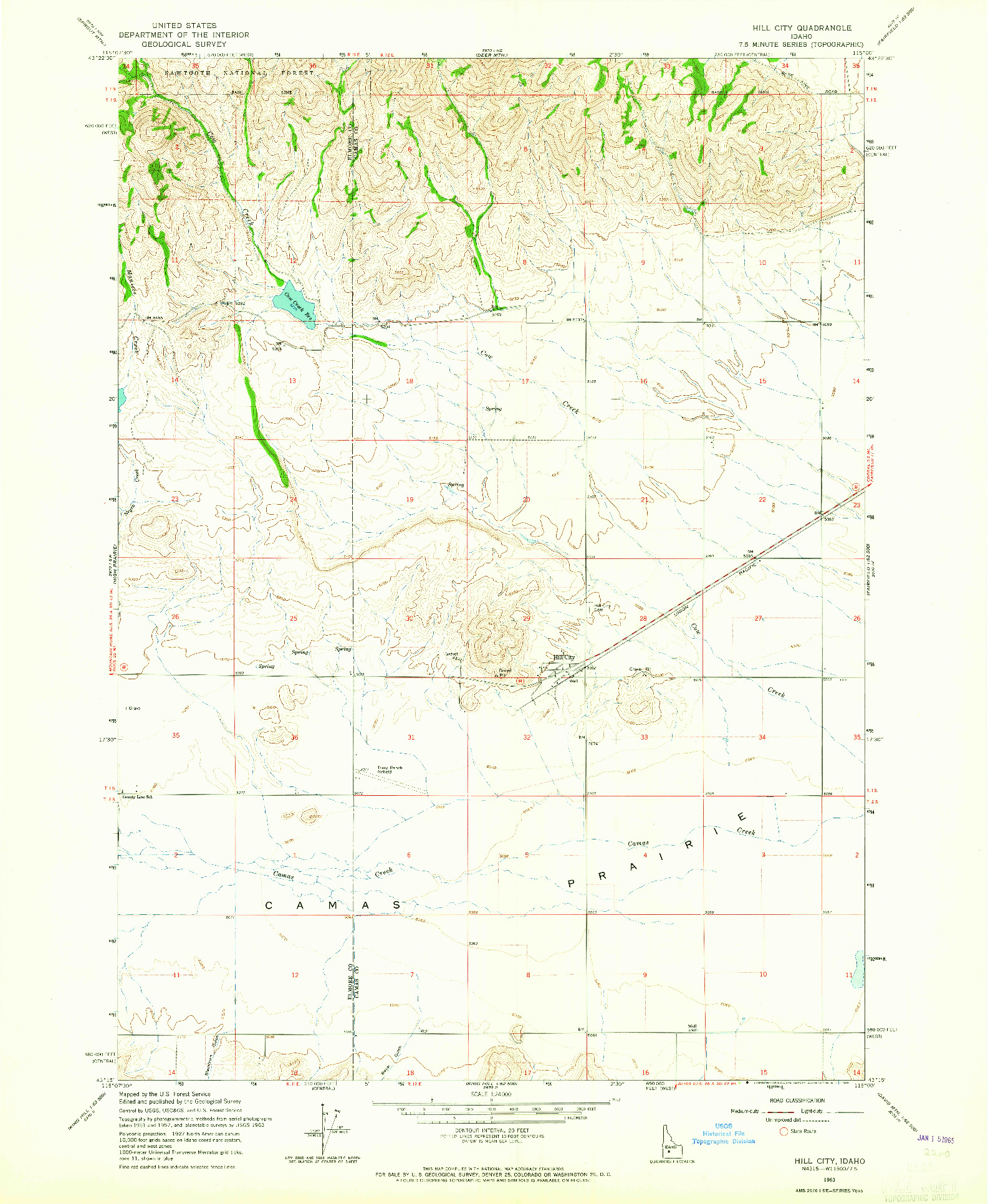 USGS 1:24000-SCALE QUADRANGLE FOR HILL CITY, ID 1963