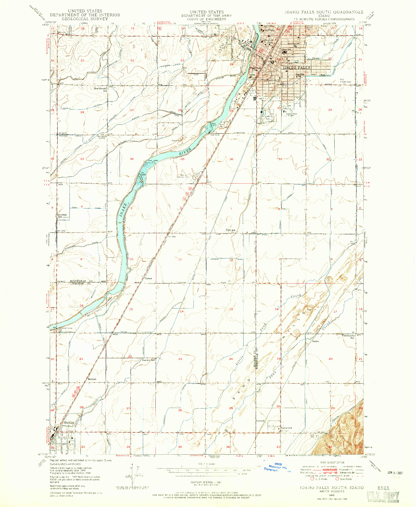 USGS 1:24000-SCALE QUADRANGLE FOR IDAHO FALLS SOUTH, ID 1948
