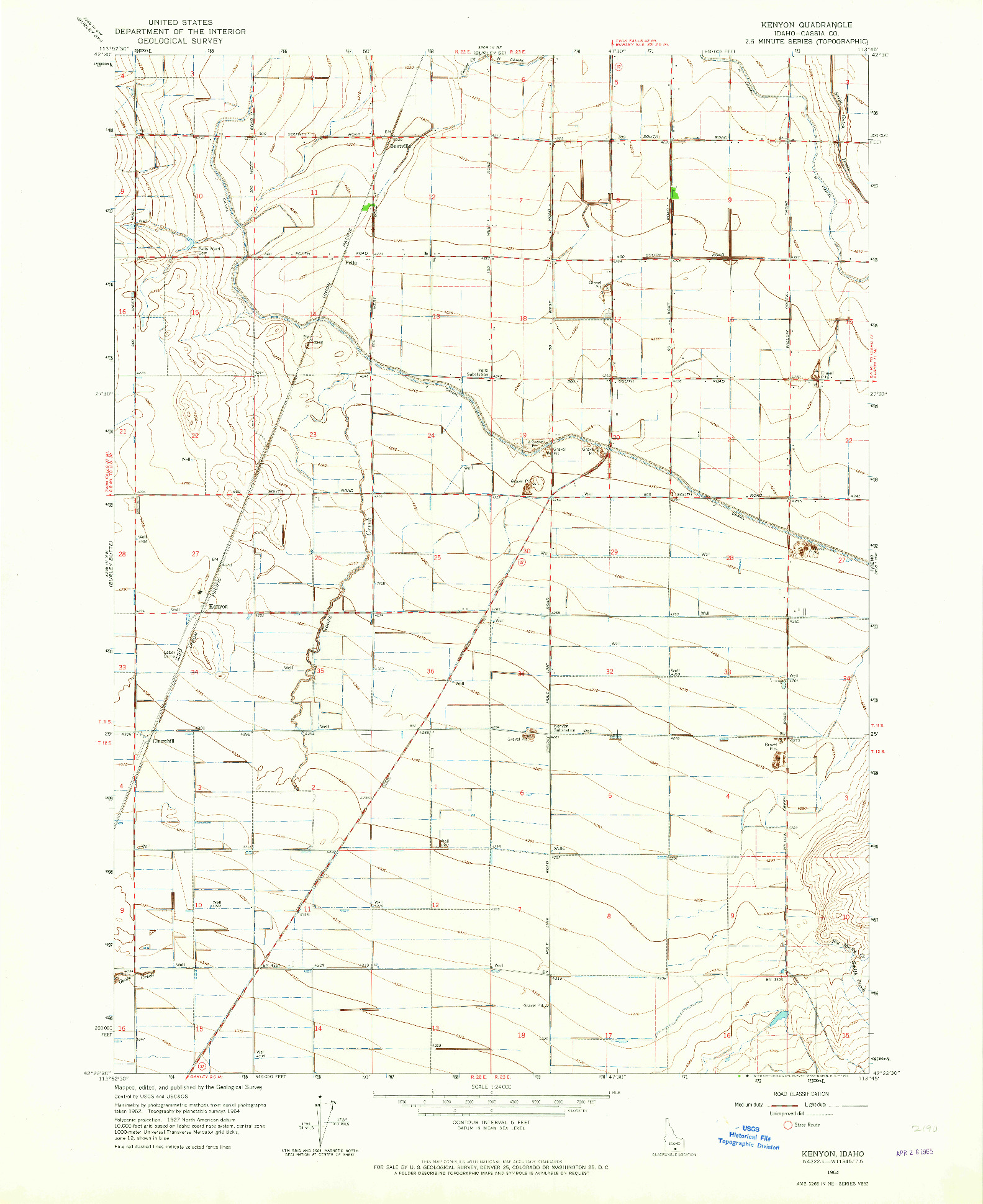 USGS 1:24000-SCALE QUADRANGLE FOR KENYON, ID 1964