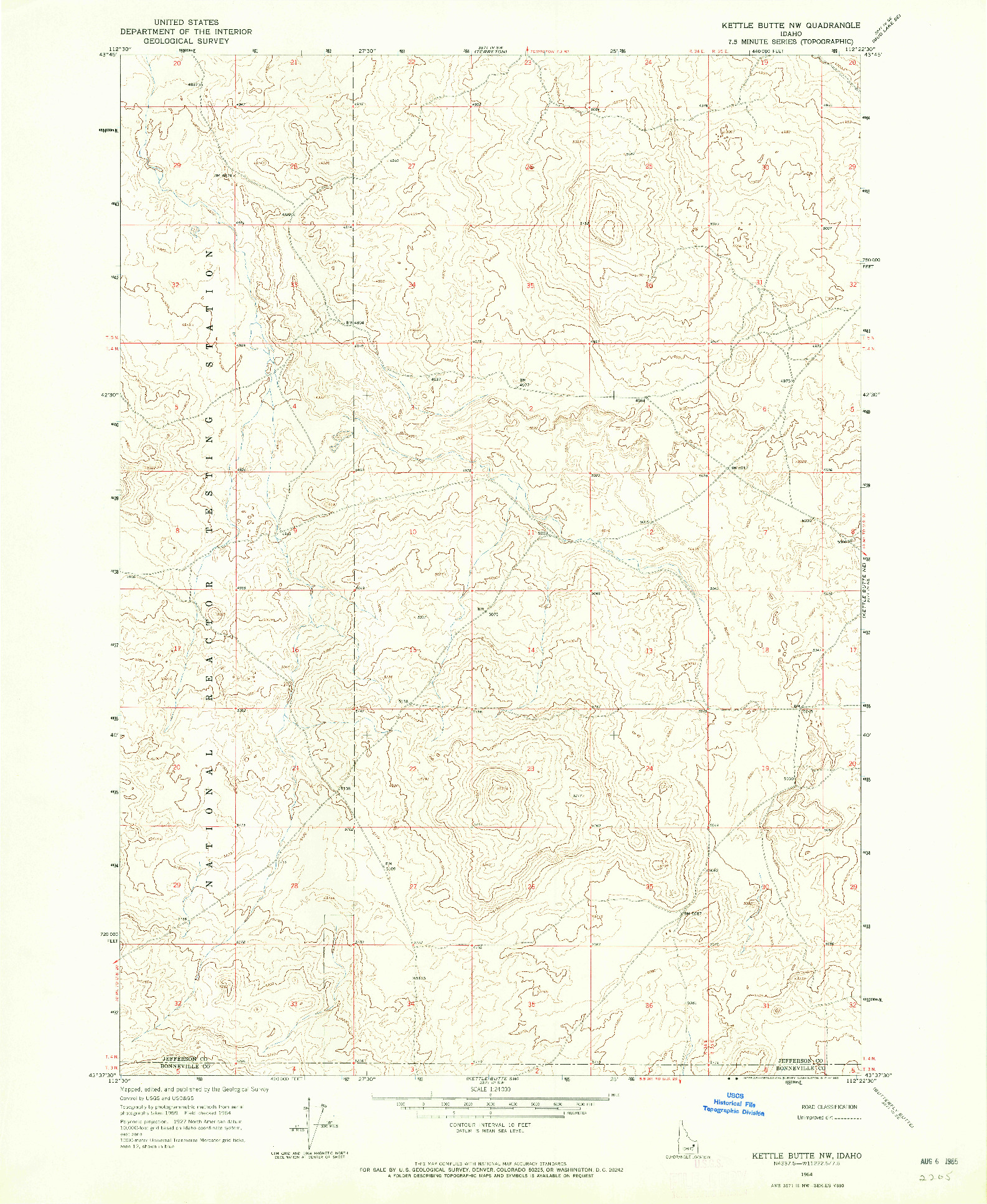 USGS 1:24000-SCALE QUADRANGLE FOR KETTLE BUTTE NW, ID 1964