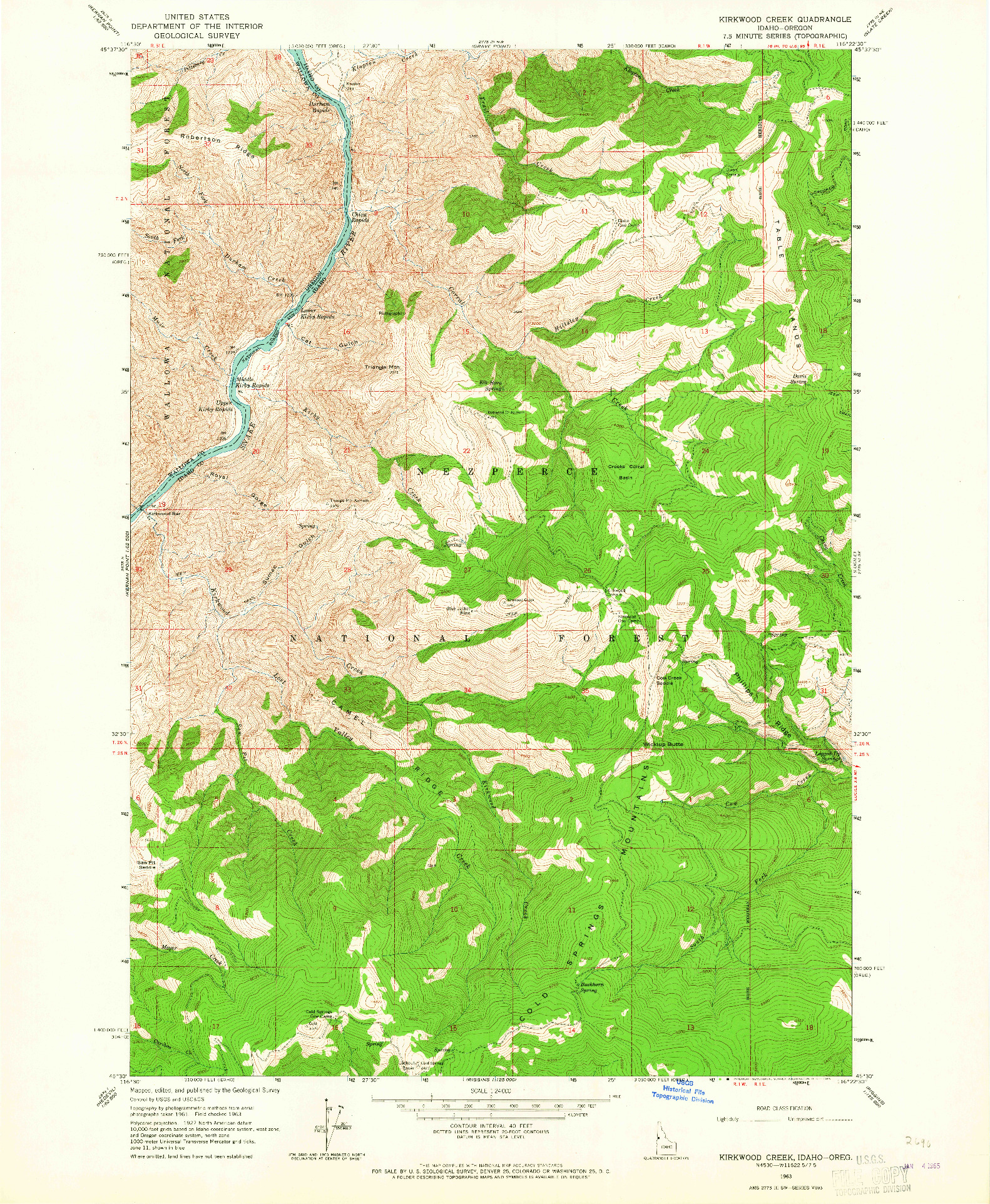 USGS 1:24000-SCALE QUADRANGLE FOR KIRKWOOD CREEK, ID 1963