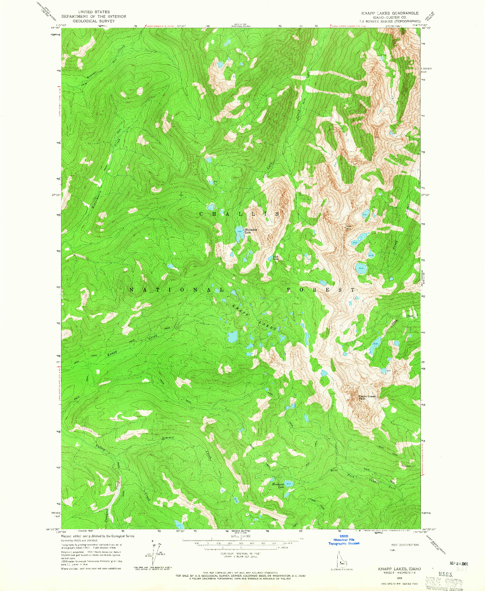 USGS 1:24000-SCALE QUADRANGLE FOR KNAPP LAKES, ID 1964