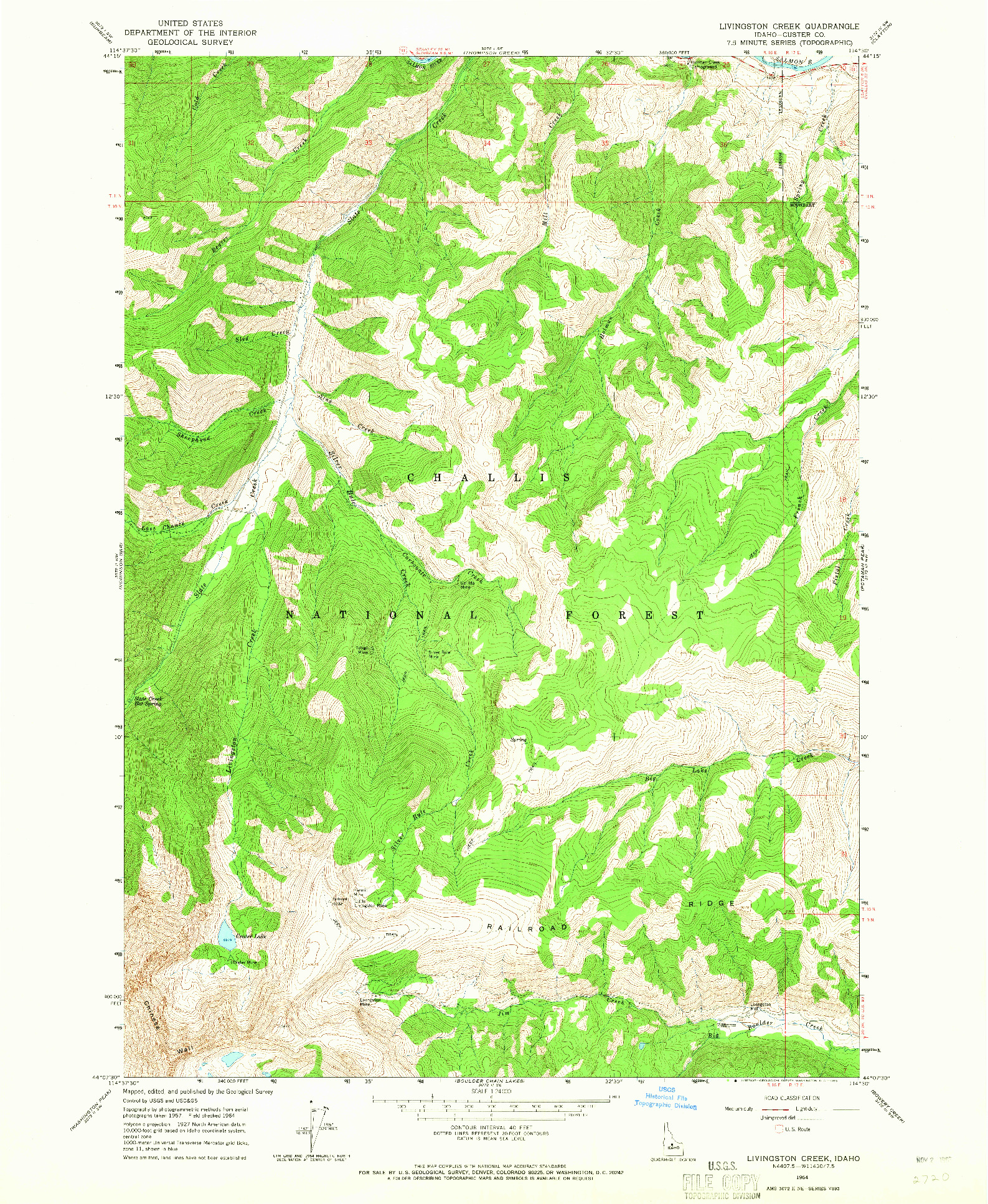 USGS 1:24000-SCALE QUADRANGLE FOR LIVINGSTON CREEK, ID 1964