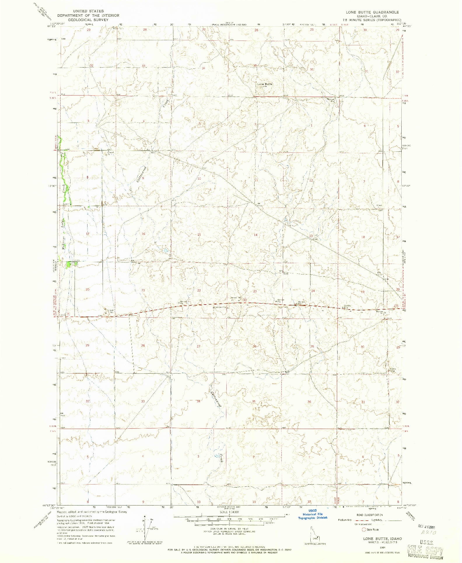 USGS 1:24000-SCALE QUADRANGLE FOR LONE BUTTE, ID 1964