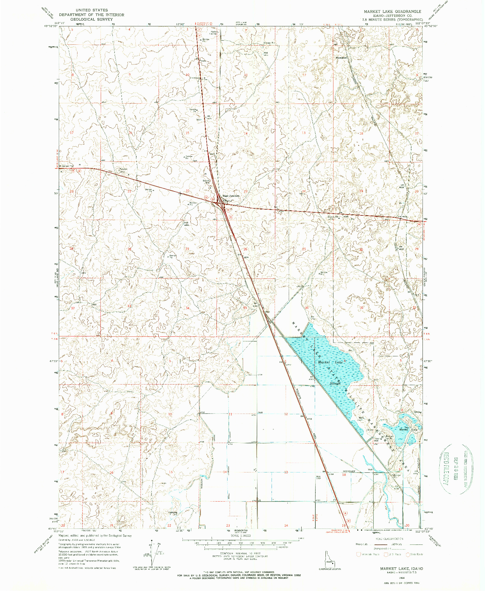 USGS 1:24000-SCALE QUADRANGLE FOR MARKET LAKE, ID 1964