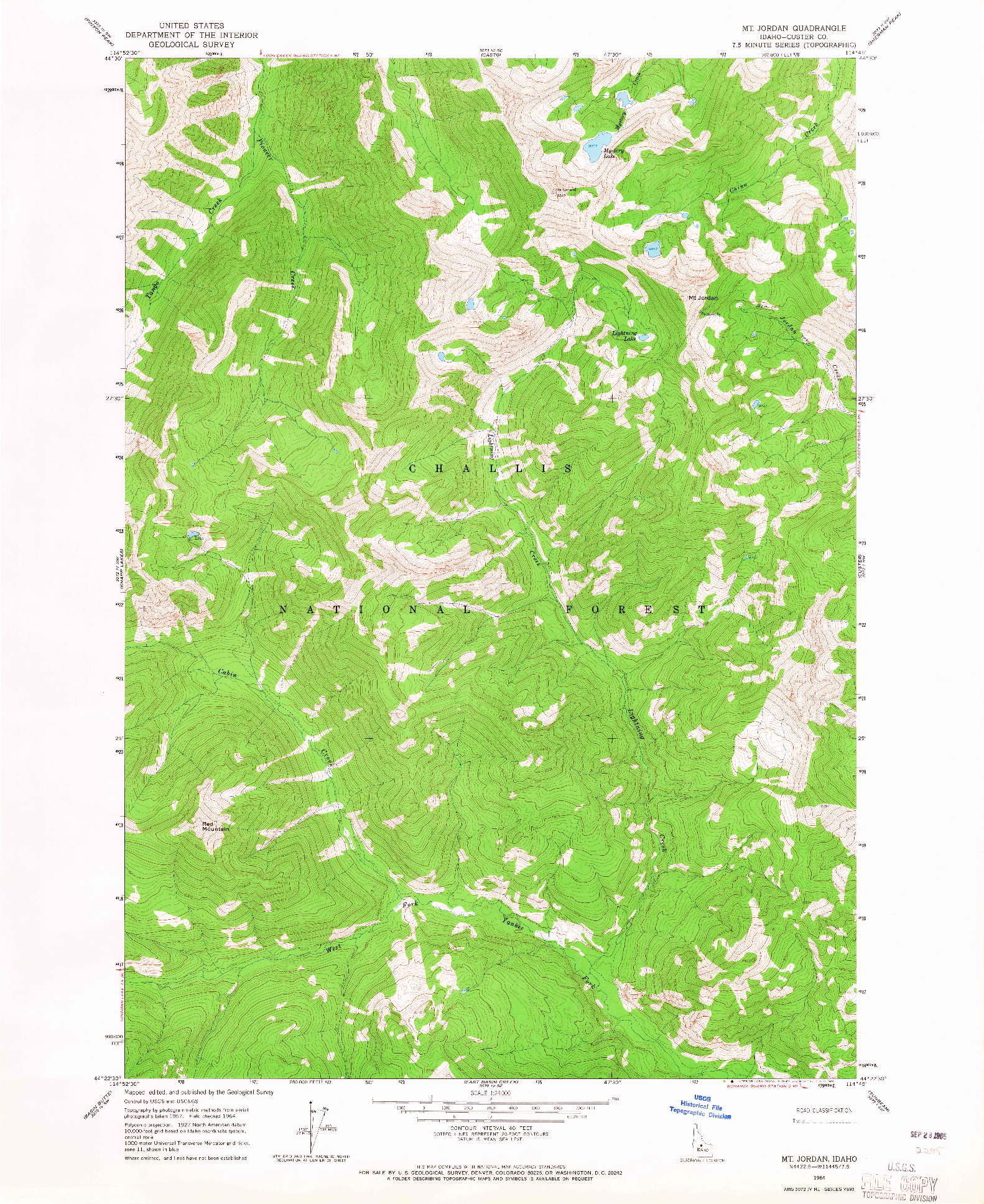 USGS 1:24000-SCALE QUADRANGLE FOR MT JORDAN, ID 1964