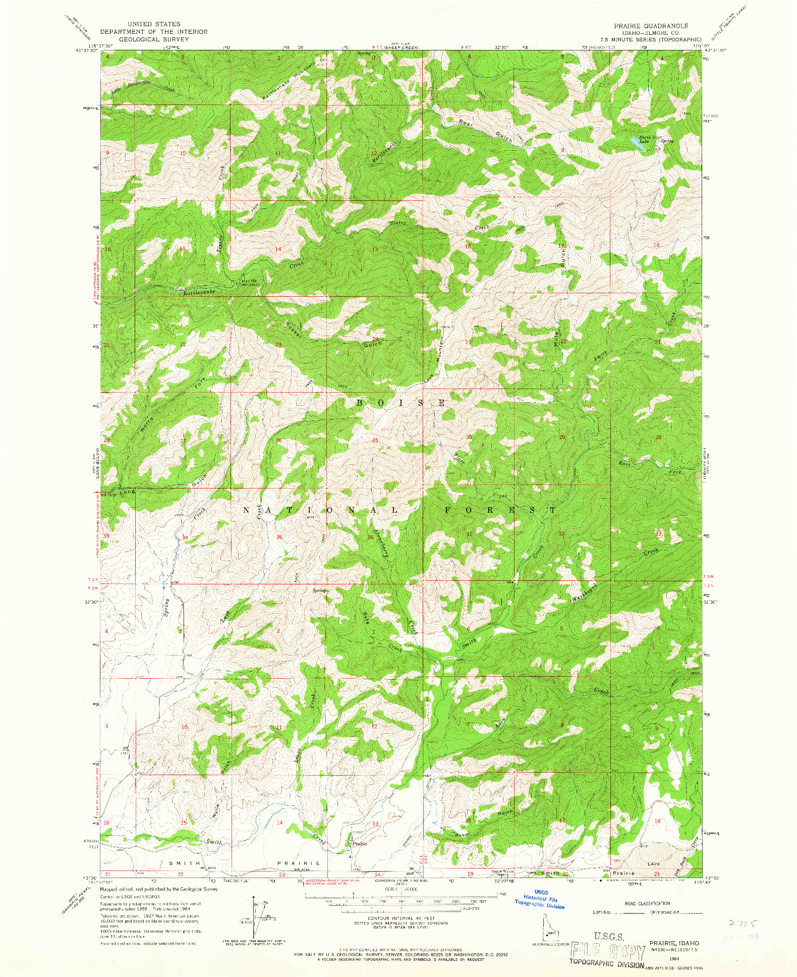 USGS 1:24000-SCALE QUADRANGLE FOR PRAIRIE, ID 1964