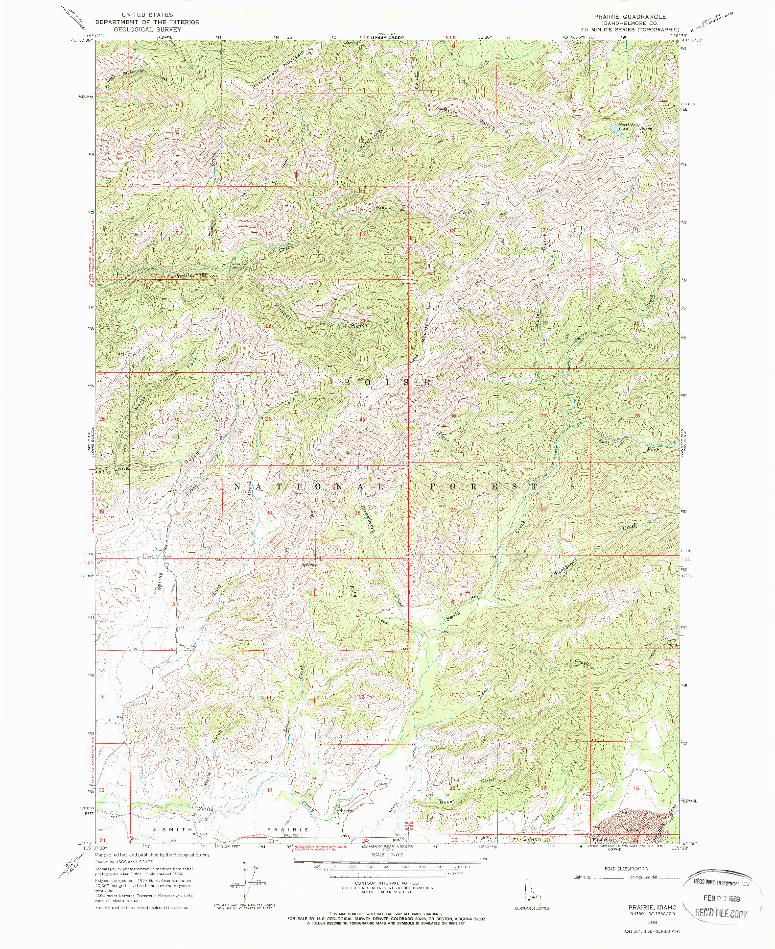 USGS 1:24000-SCALE QUADRANGLE FOR PRAIRIE, ID 1964