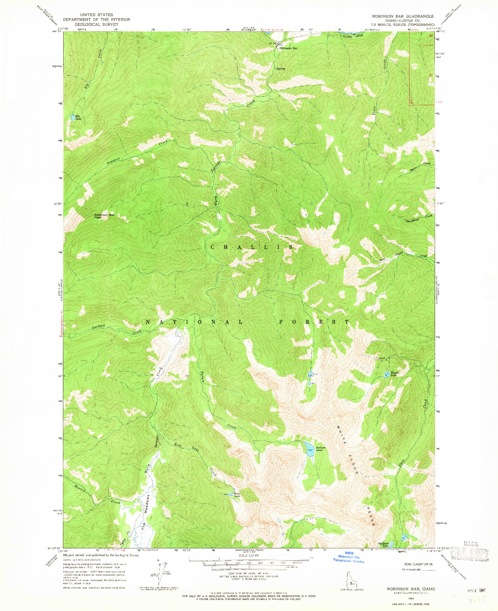 USGS 1:24000-SCALE QUADRANGLE FOR ROBINSON BAR, ID 1964