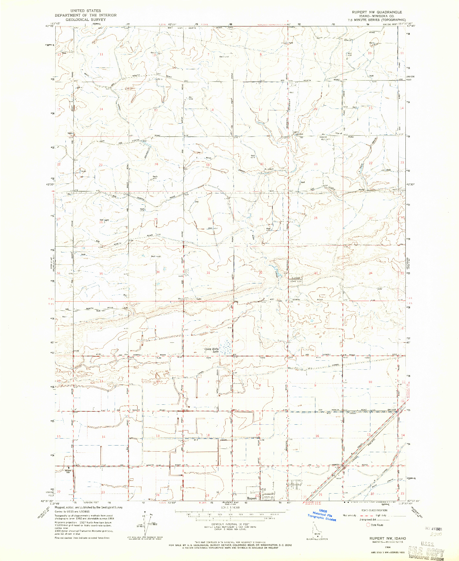 USGS 1:24000-SCALE QUADRANGLE FOR RUPERT NW, ID 1964