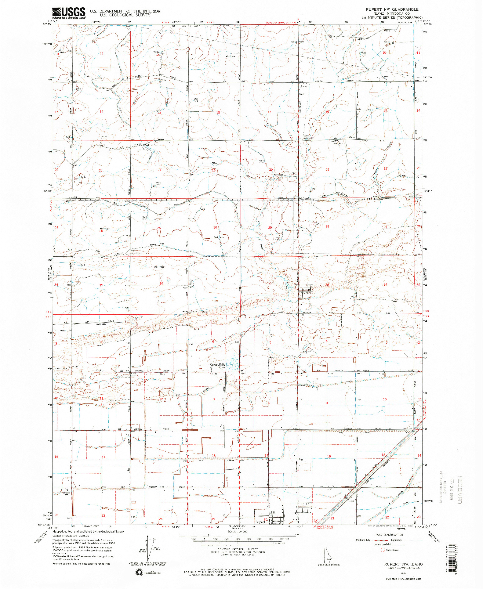 USGS 1:24000-SCALE QUADRANGLE FOR RUPERT NW, ID 1964