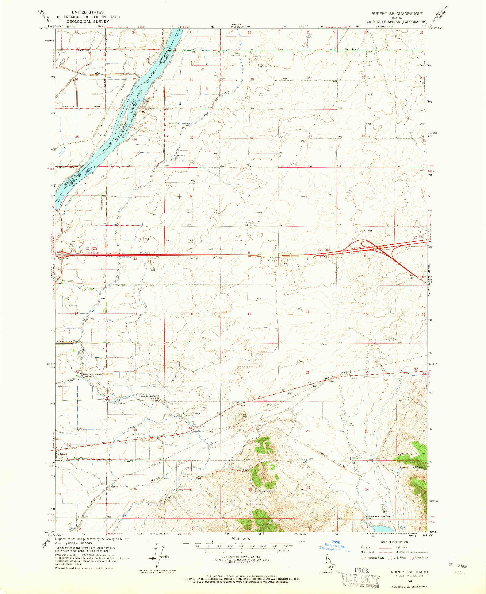 USGS 1:24000-SCALE QUADRANGLE FOR RUPERT SE, ID 1964