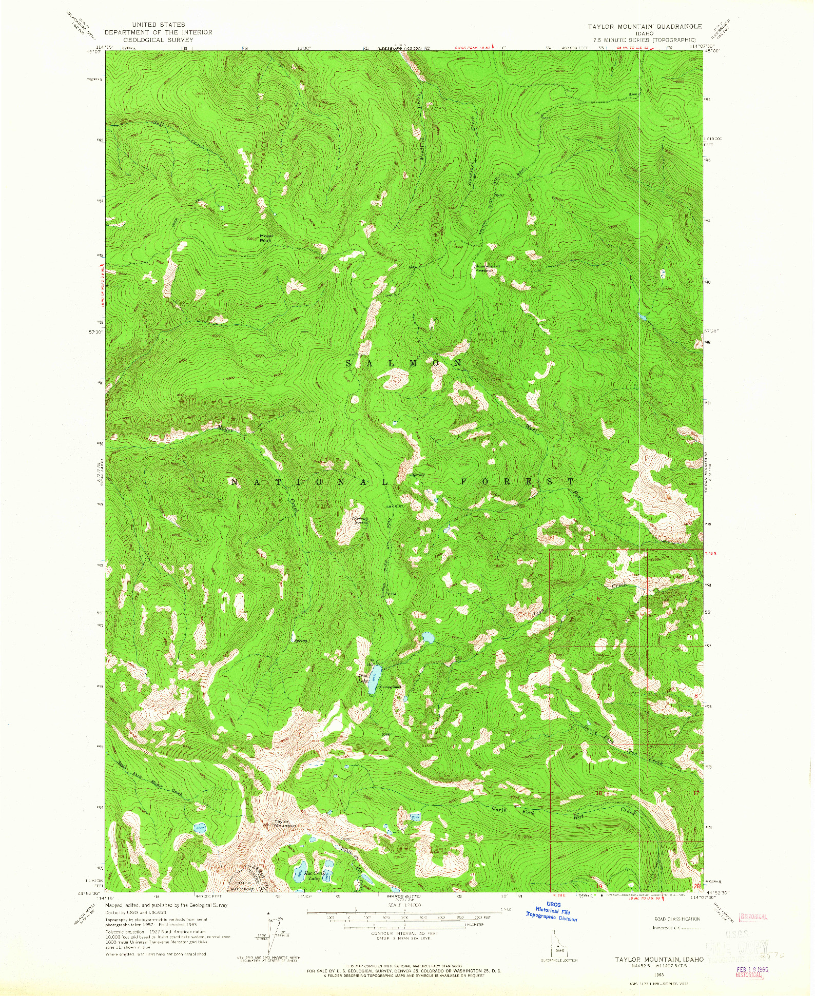 USGS 1:24000-SCALE QUADRANGLE FOR TAYLOR MOUNTAIN, ID 1963