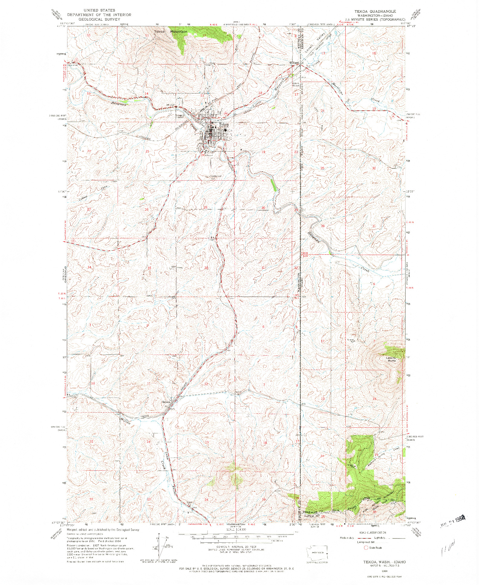 USGS 1:24000-SCALE QUADRANGLE FOR TEKOA, ID 1964