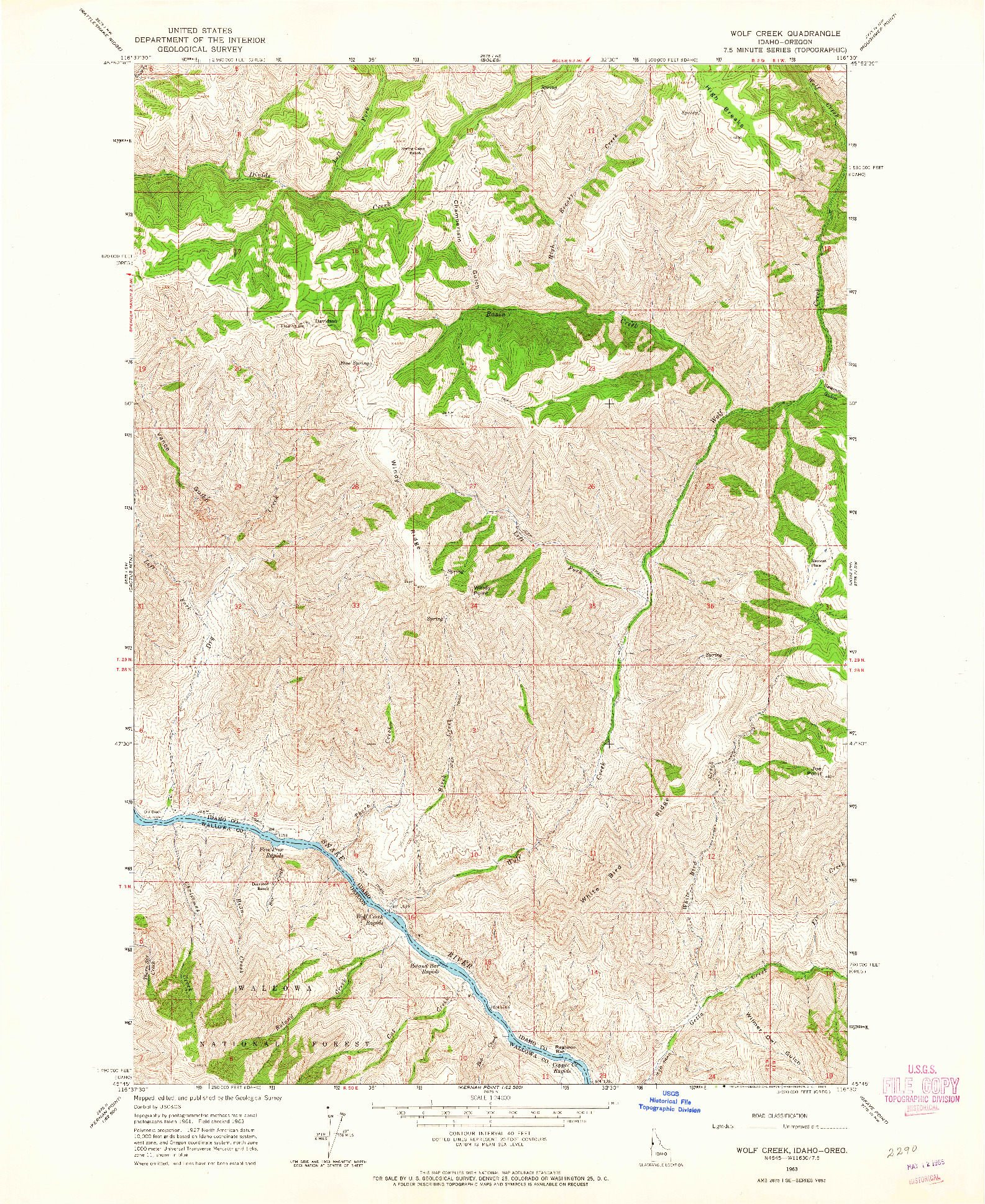 USGS 1:24000-SCALE QUADRANGLE FOR WOLF CREEK, ID 1963