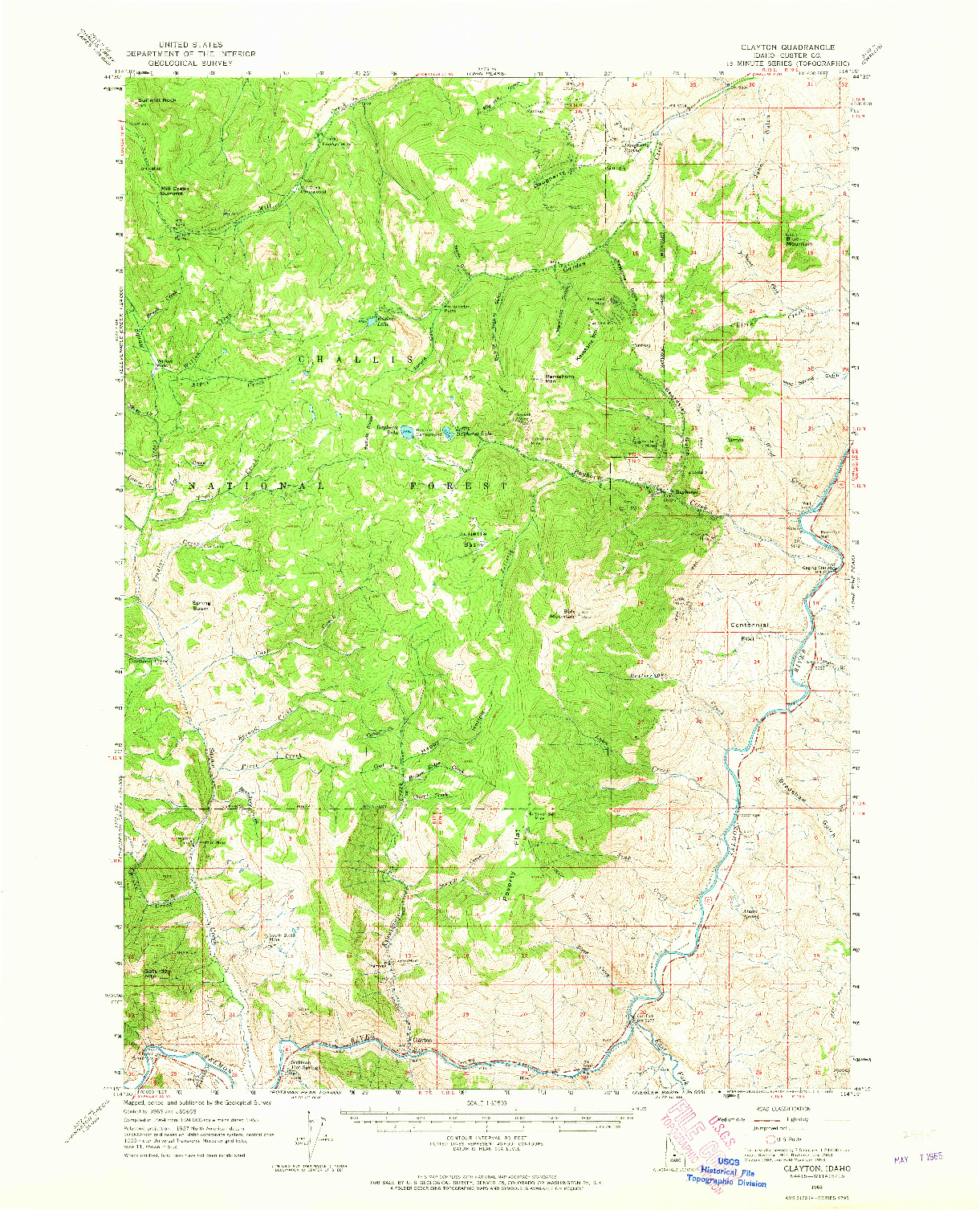 USGS 1:62500-SCALE QUADRANGLE FOR CLAYTON, ID 1963