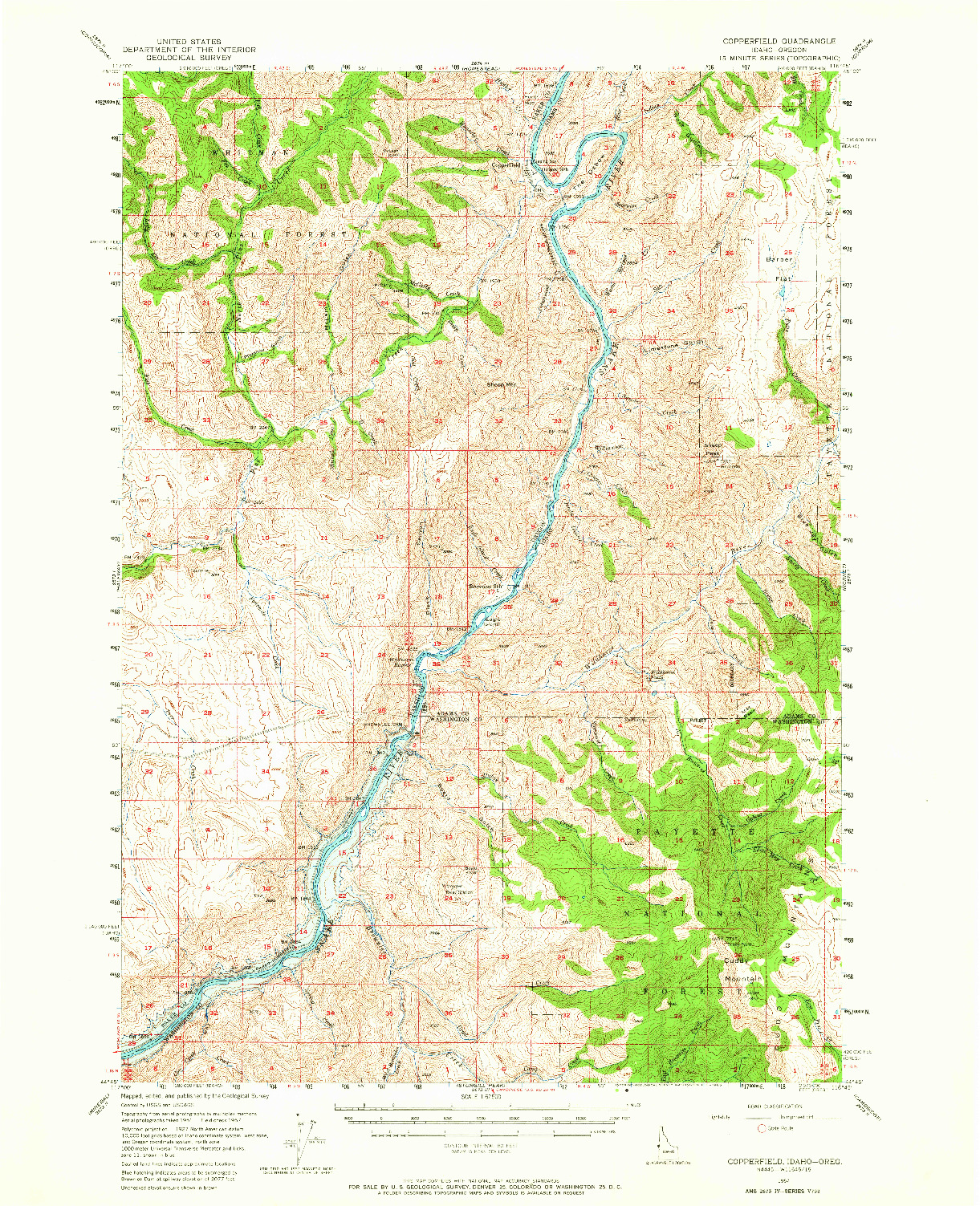 USGS 1:62500-SCALE QUADRANGLE FOR COPPERFIELD, ID 1957