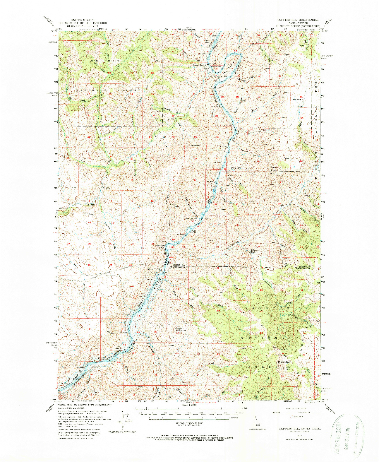 USGS 1:62500-SCALE QUADRANGLE FOR COPPERFIELD, ID 1957