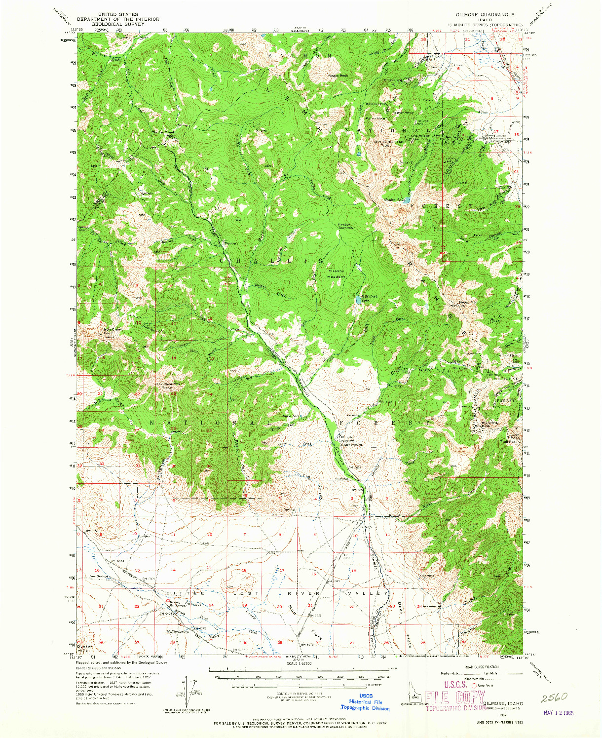 USGS 1:62500-SCALE QUADRANGLE FOR GILMORE, ID 1957