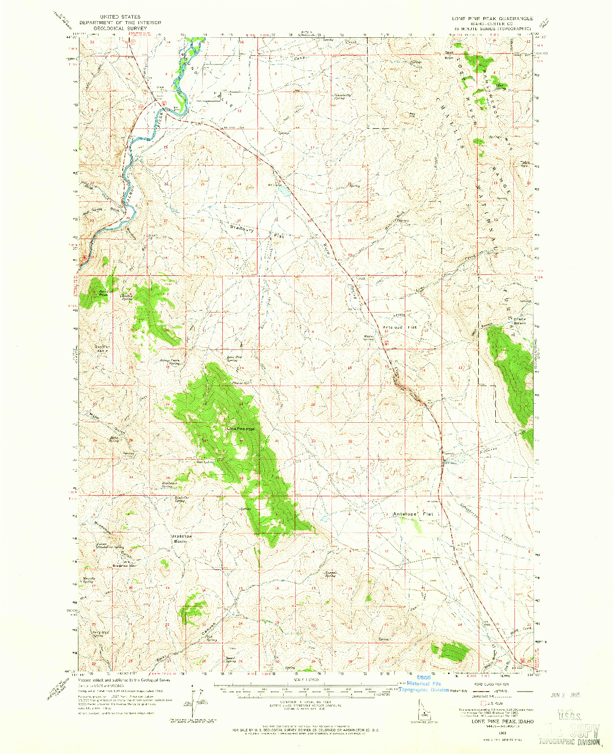 USGS 1:62500-SCALE QUADRANGLE FOR LONE PINE PEAK, ID 1963