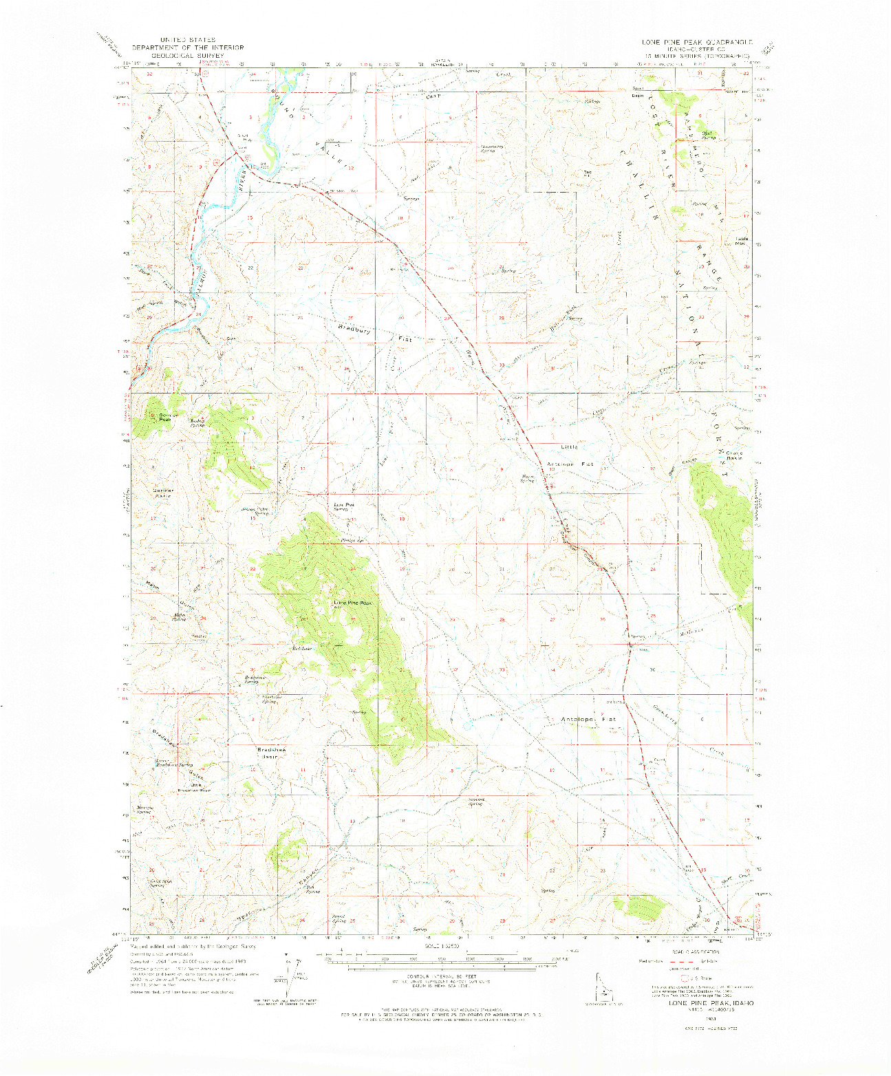 USGS 1:62500-SCALE QUADRANGLE FOR LONE PINE PEAK, ID 1963