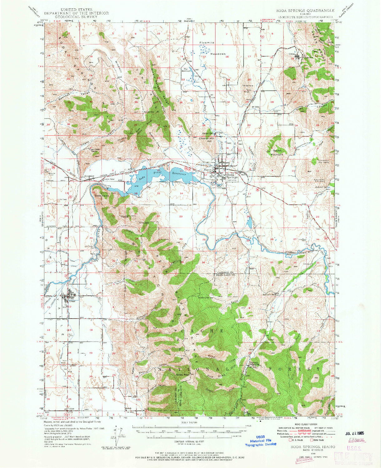 USGS 1:62500-SCALE QUADRANGLE FOR SODA SPRINGS, ID 1948