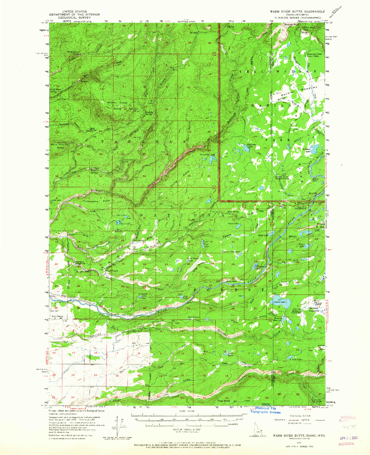 USGS 1:62500-SCALE QUADRANGLE FOR WARM RIVER BUTTE, ID 1957