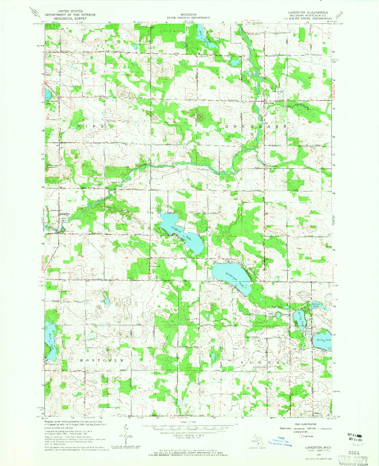 USGS 1:24000-SCALE QUADRANGLE FOR LANGSTON, MI 1964