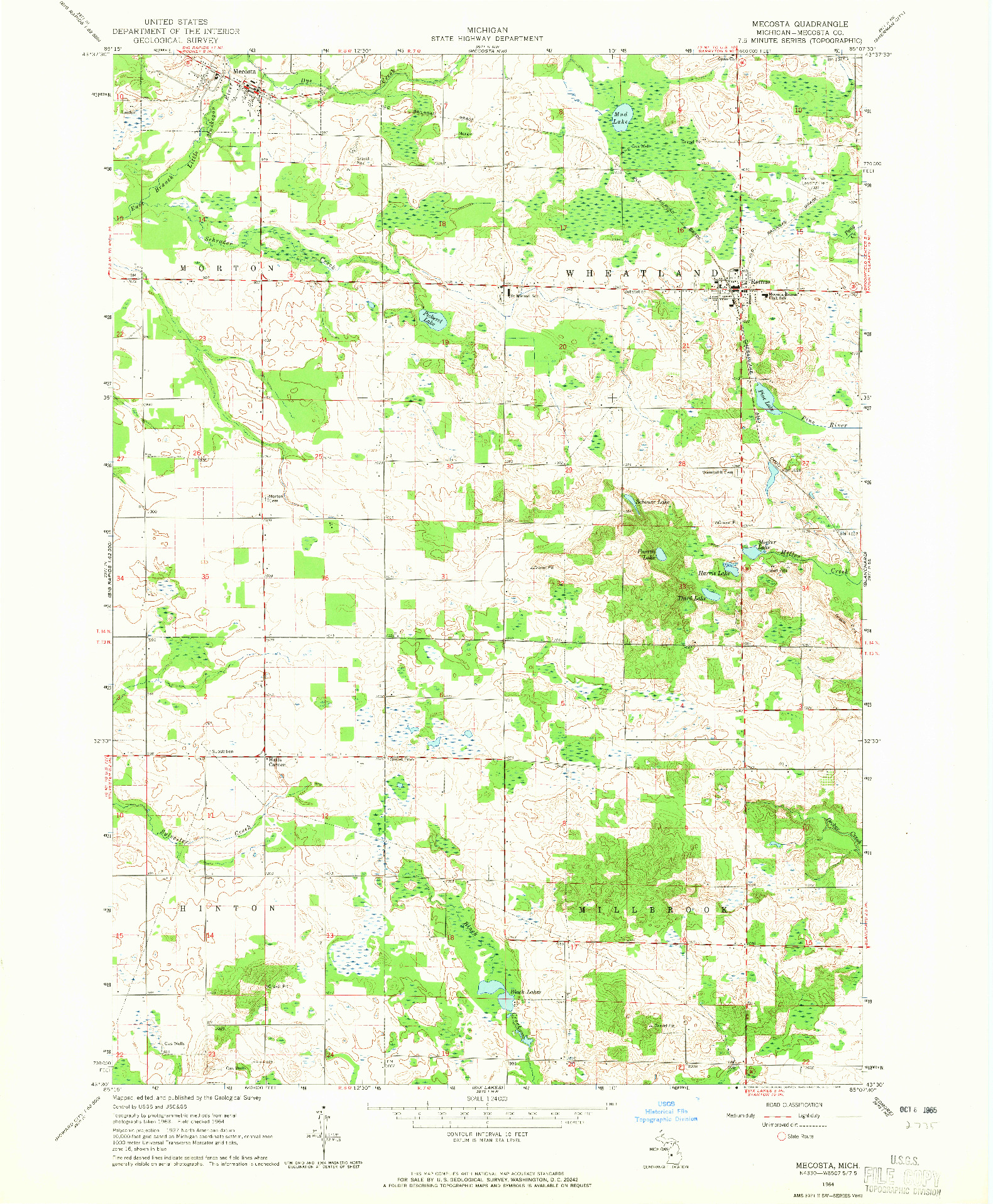 USGS 1:24000-SCALE QUADRANGLE FOR MECOSTA, MI 1964