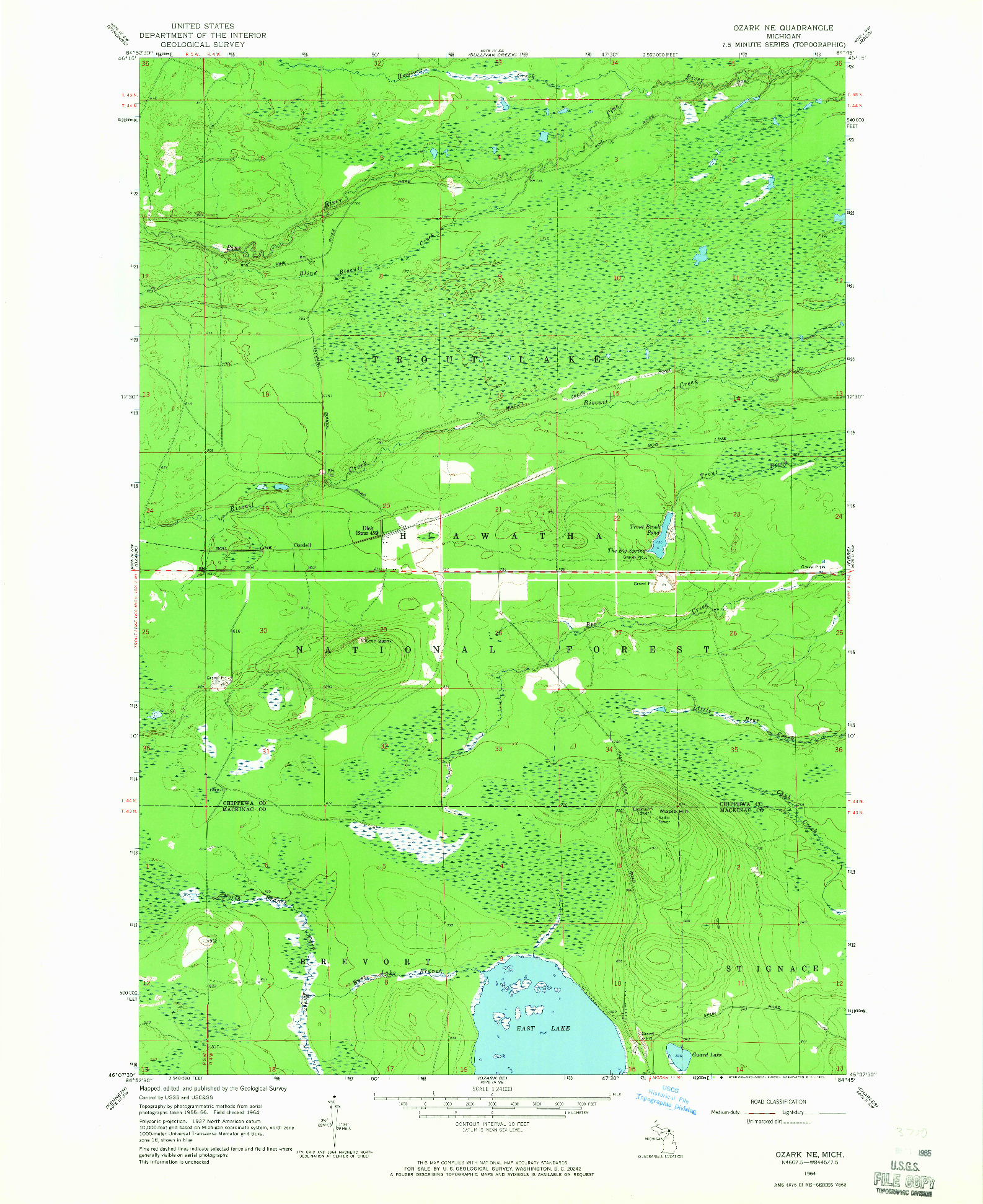 USGS 1:24000-SCALE QUADRANGLE FOR OZARK NE, MI 1964