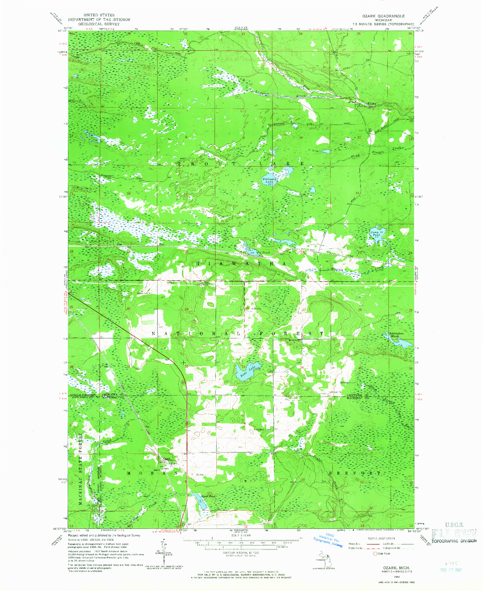 USGS 1:24000-SCALE QUADRANGLE FOR OZARK, MI 1964