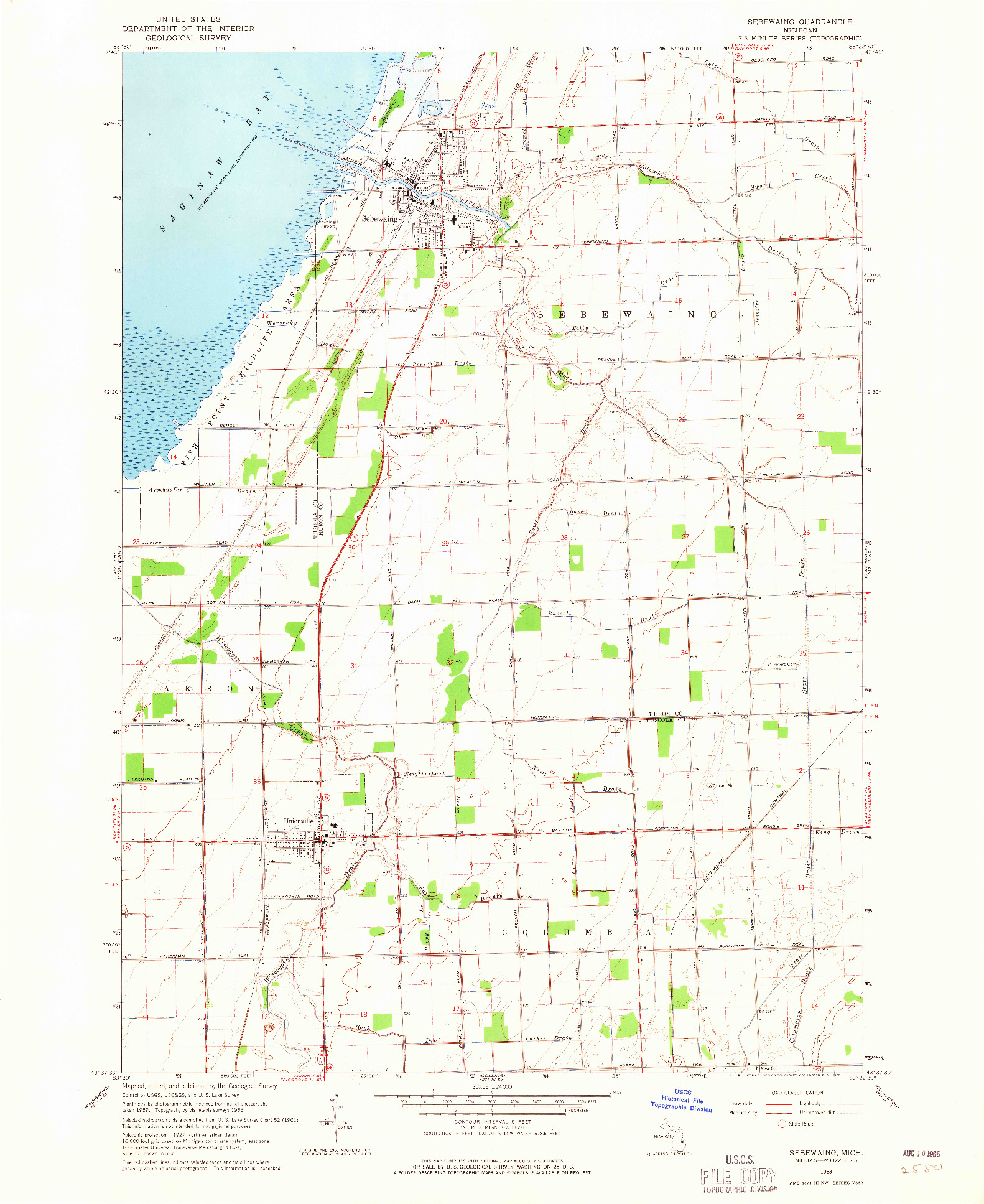 USGS 1:24000-SCALE QUADRANGLE FOR SEBEWAING, MI 1963