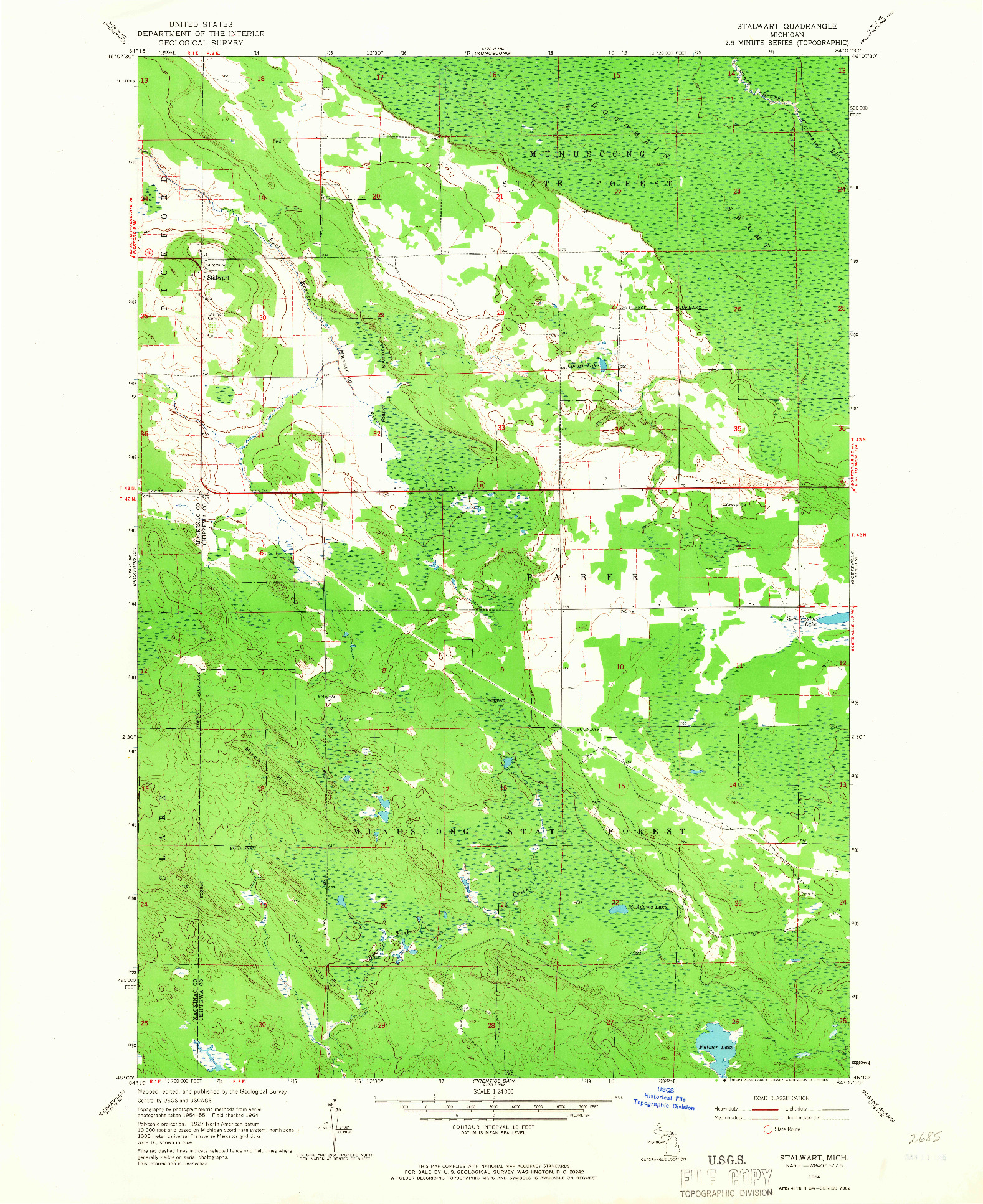 USGS 1:24000-SCALE QUADRANGLE FOR STALWART, MI 1964