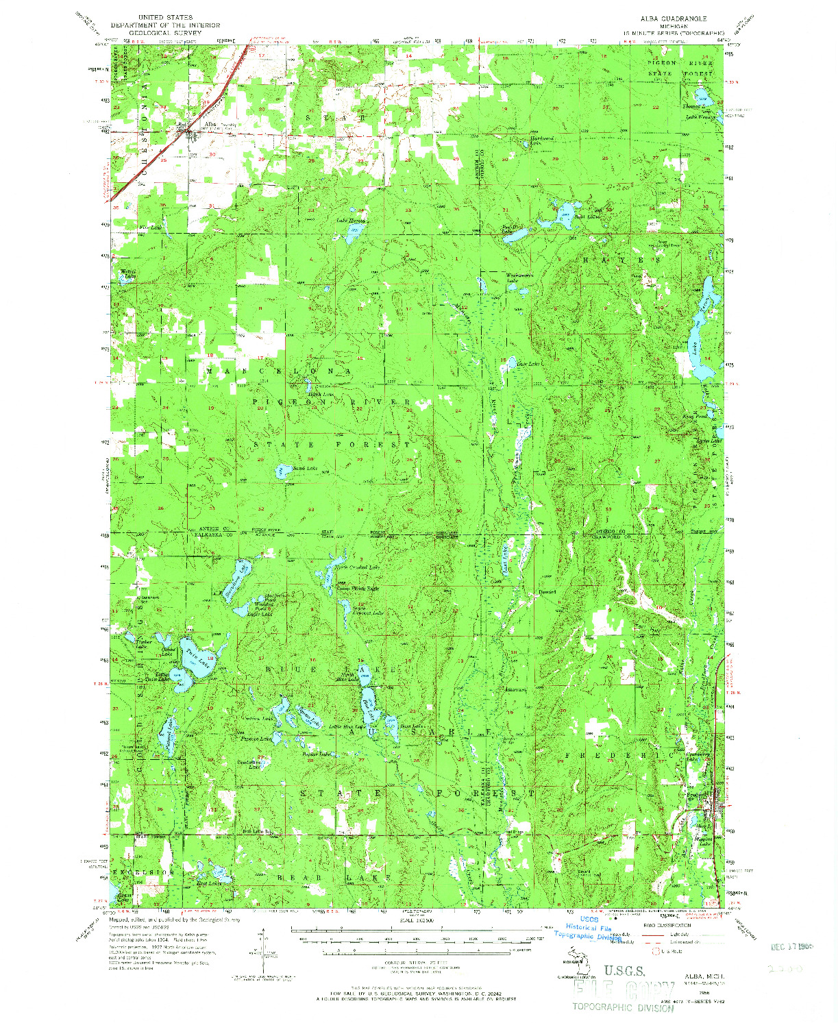 USGS 1:62500-SCALE QUADRANGLE FOR ALBA, MI 1956