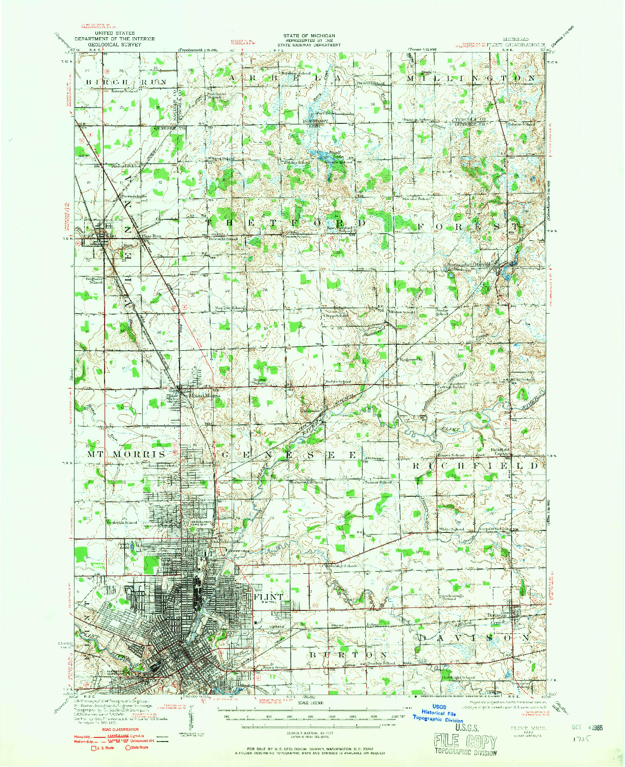 USGS 1:62500-SCALE QUADRANGLE FOR FLINT, MI 1920