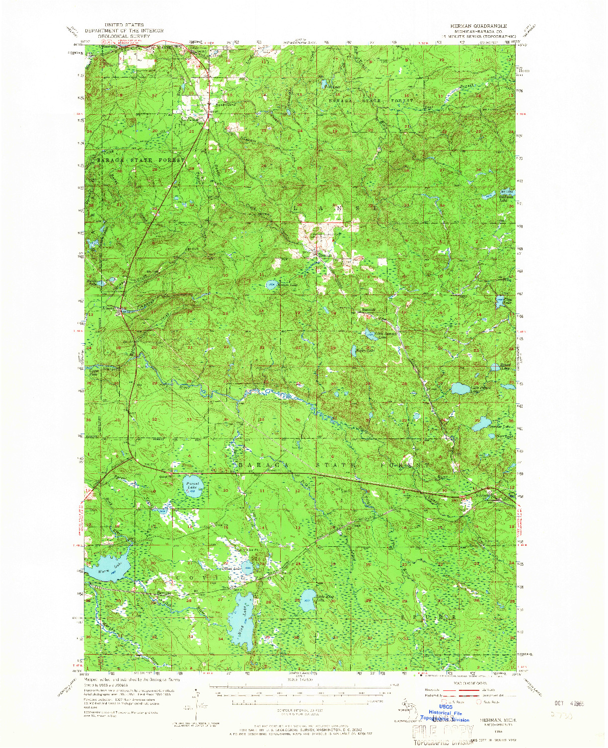 USGS 1:62500-SCALE QUADRANGLE FOR HERMAN, MI 1955