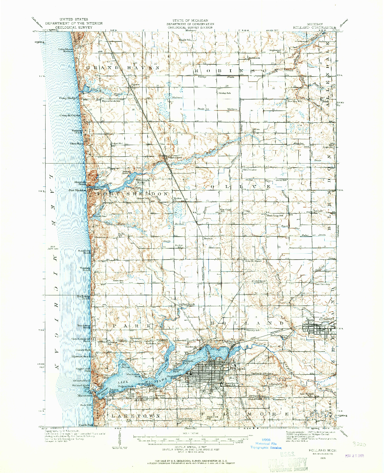 USGS 1:62500-SCALE QUADRANGLE FOR HOLLAND, MI 1929