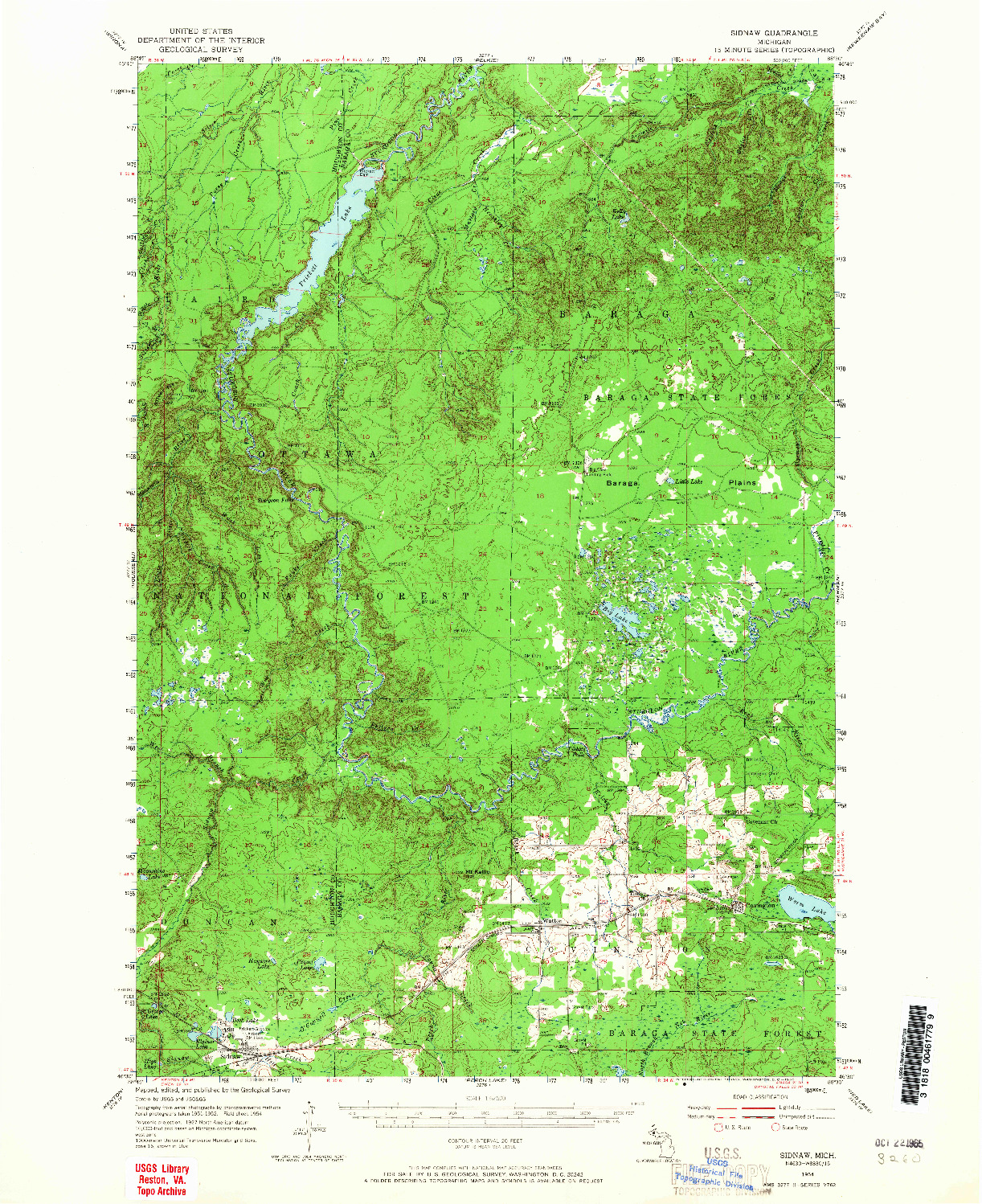 USGS 1:62500-SCALE QUADRANGLE FOR SIDNAW, MI 1954