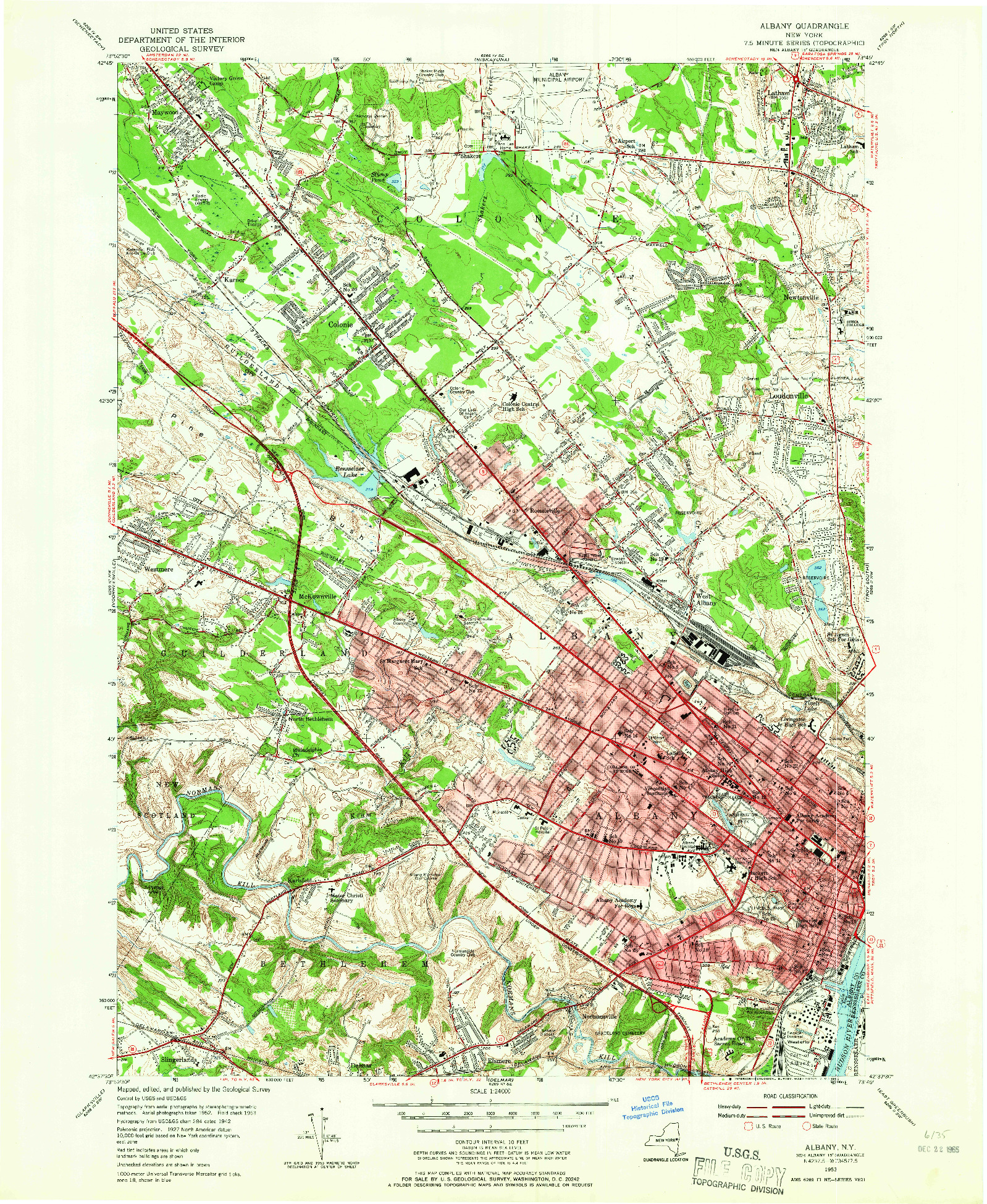 USGS 1:24000-SCALE QUADRANGLE FOR ALBANY, NY 1953