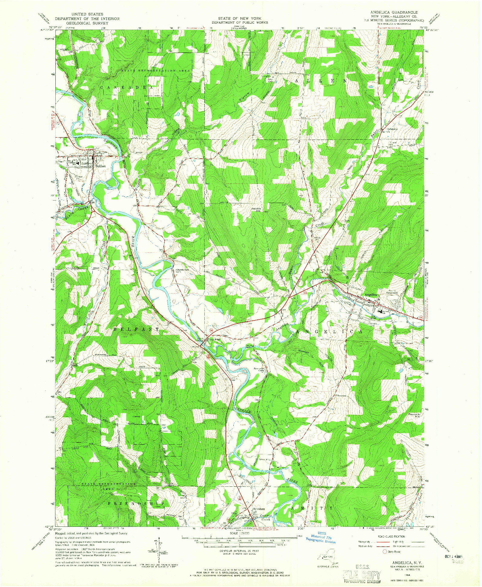 USGS 1:24000-SCALE QUADRANGLE FOR ANGELICA, NY 1964