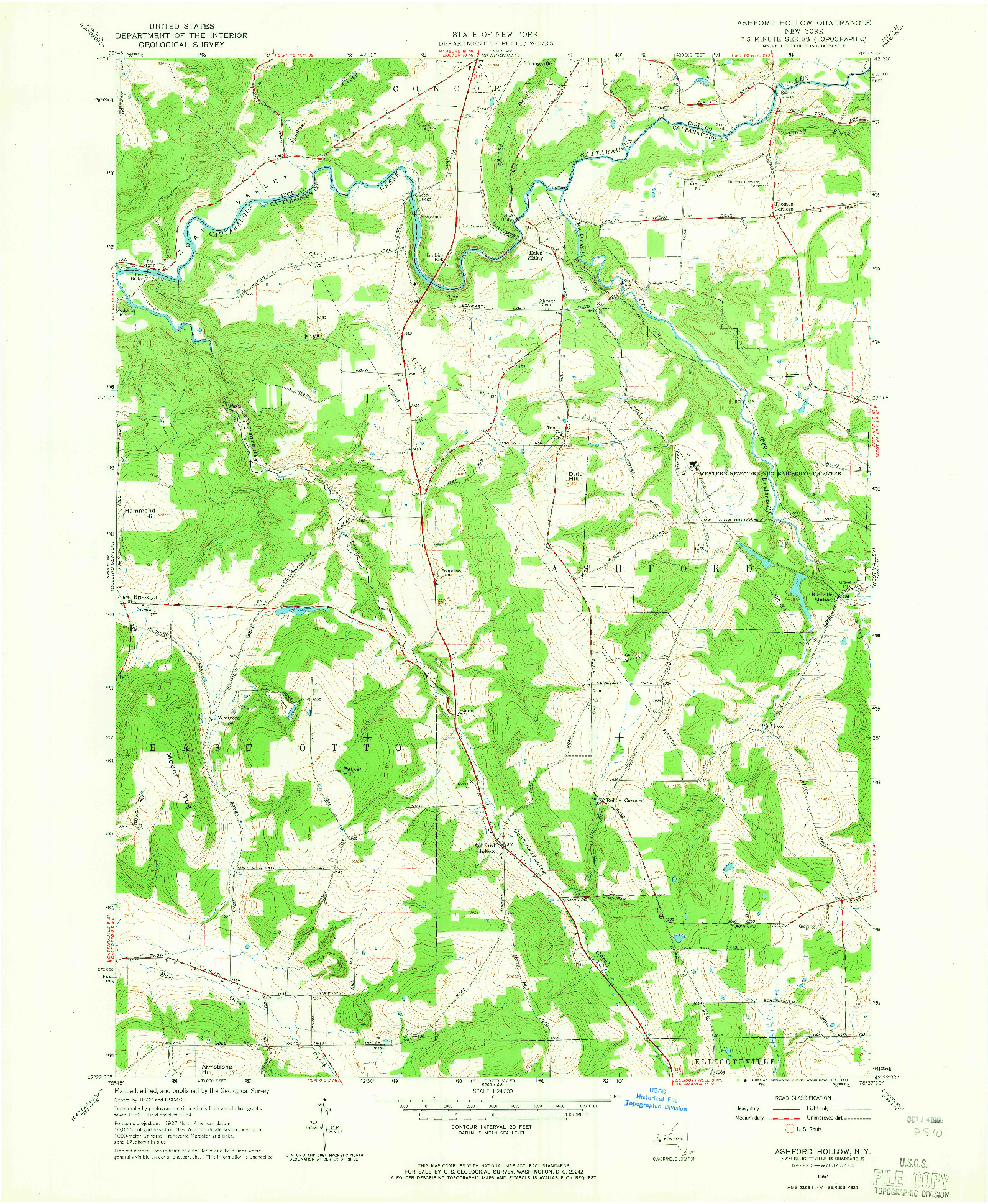 USGS 1:24000-SCALE QUADRANGLE FOR ASHFORD HOLLOW, NY 1964