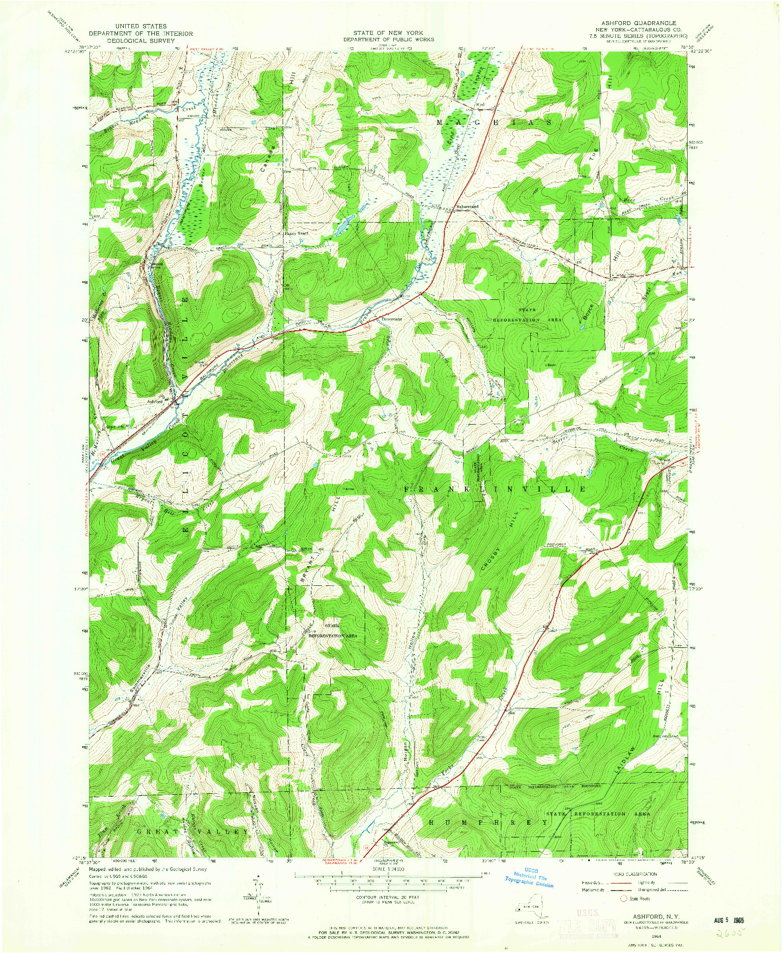 USGS 1:24000-SCALE QUADRANGLE FOR ASHFORD, NY 1964