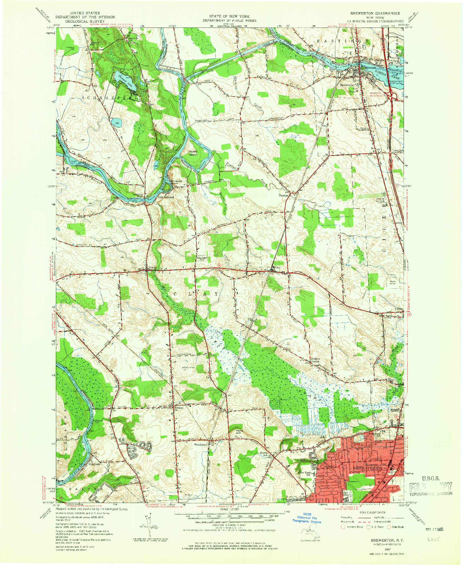 USGS 1:24000-SCALE QUADRANGLE FOR BREWERTON, NY 1957