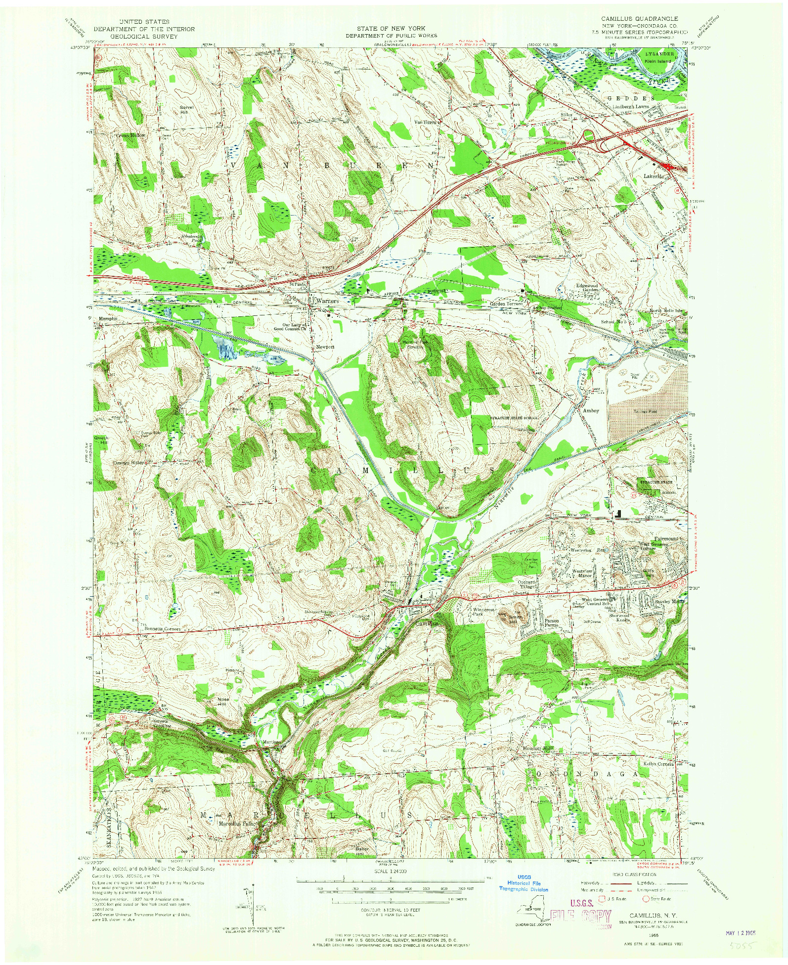 USGS 1:24000-SCALE QUADRANGLE FOR CAMILLUS, NY 1955