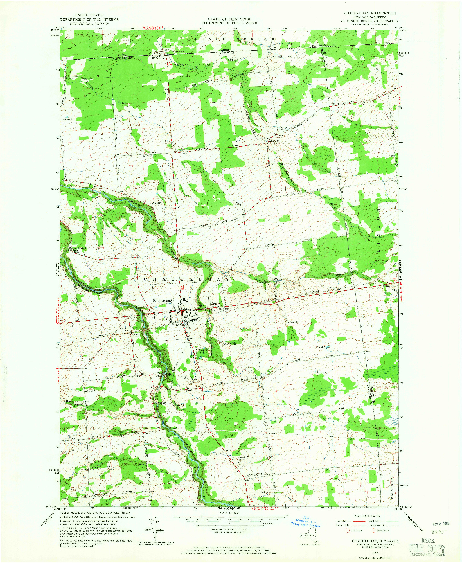 USGS 1:24000-SCALE QUADRANGLE FOR CHATEAUGAY, NY 1964