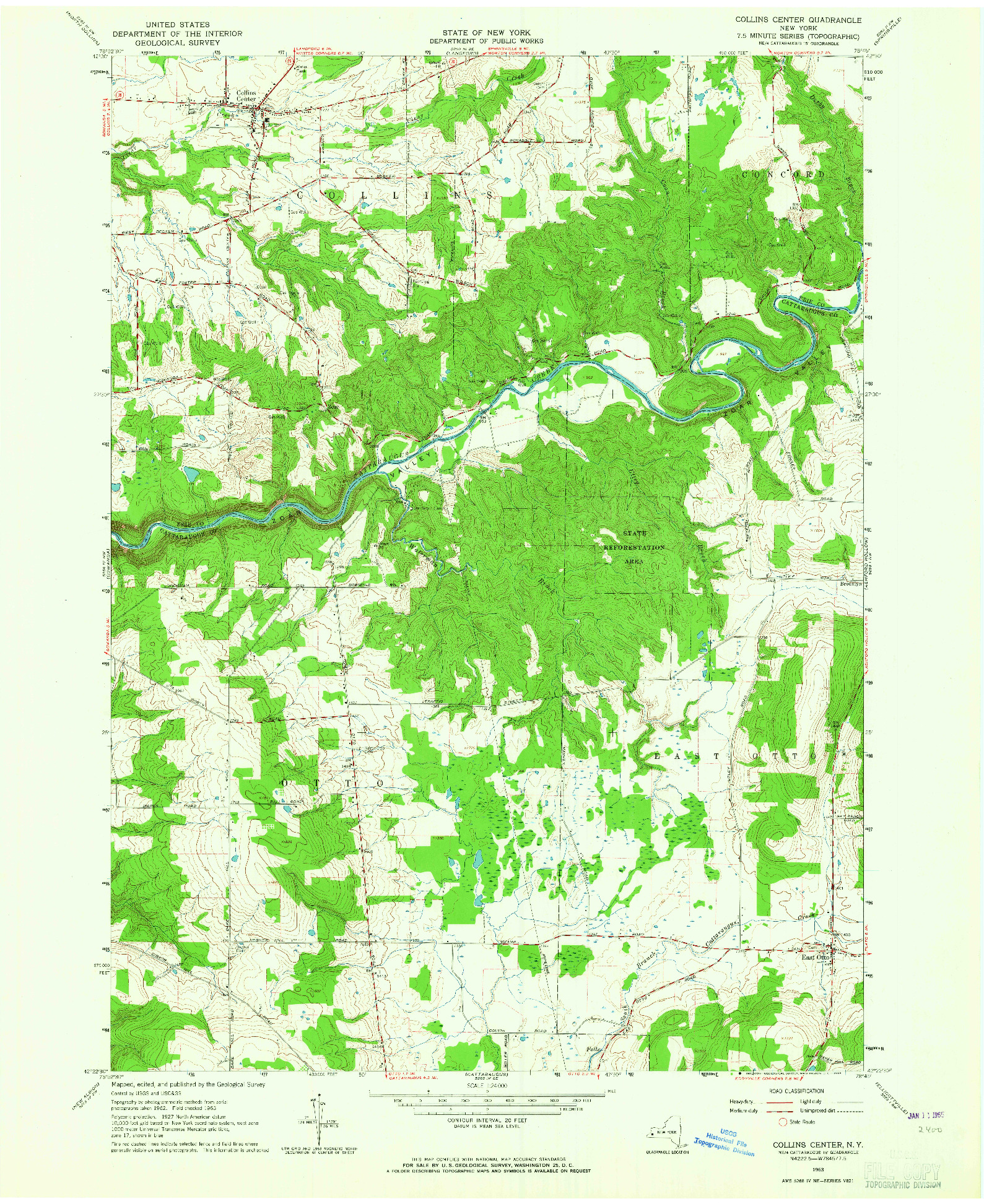 USGS 1:24000-SCALE QUADRANGLE FOR COLLINS CENTER, NY 1963