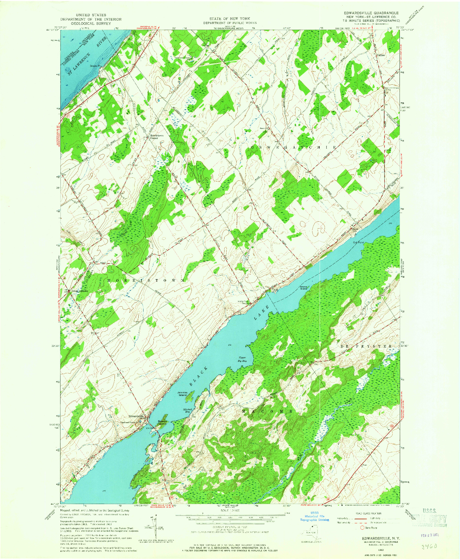 USGS 1:24000-SCALE QUADRANGLE FOR EDWARDSVILLE, NY 1963