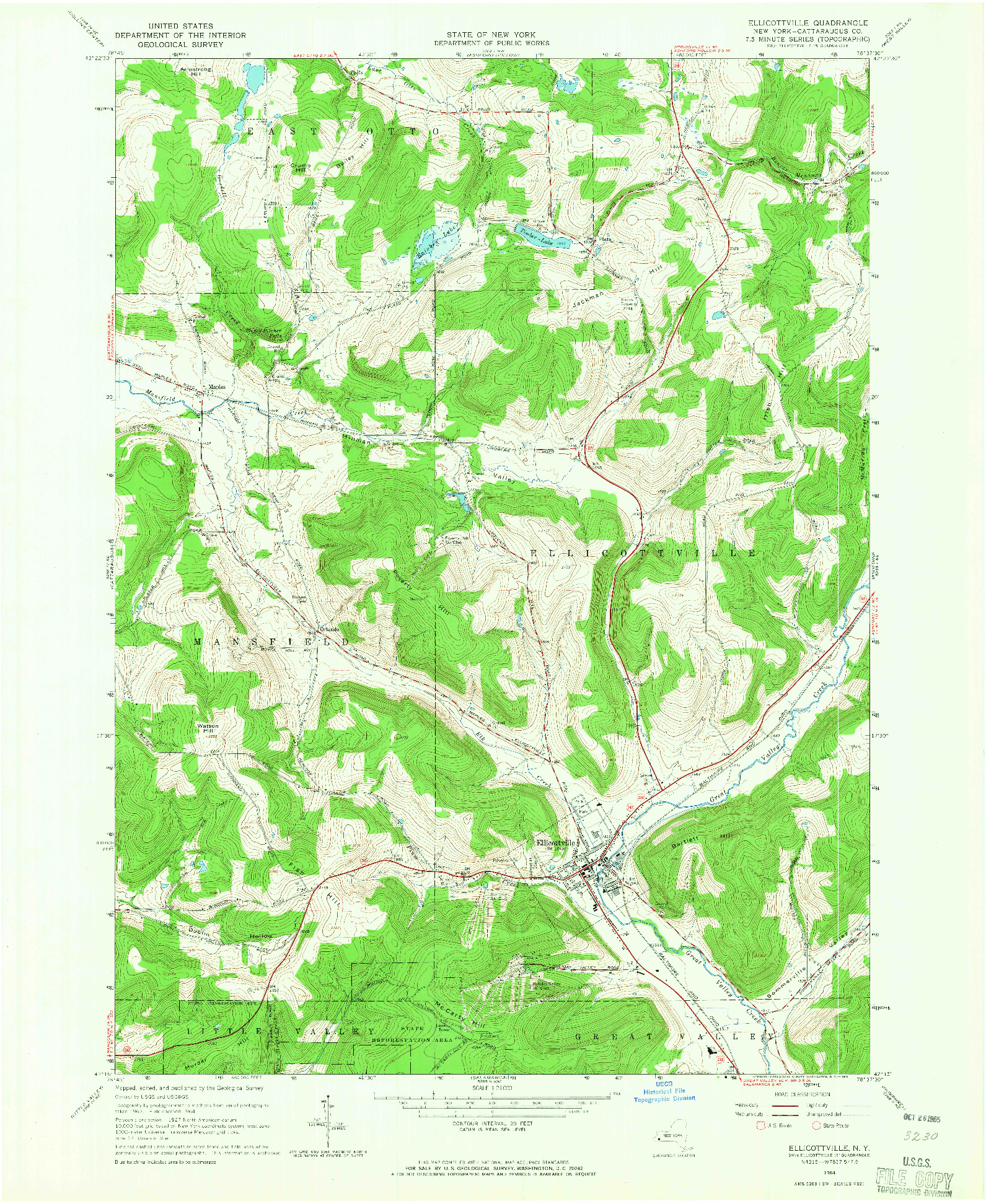 USGS 1:24000-SCALE QUADRANGLE FOR ELLICOTTVILLE, NY 1964