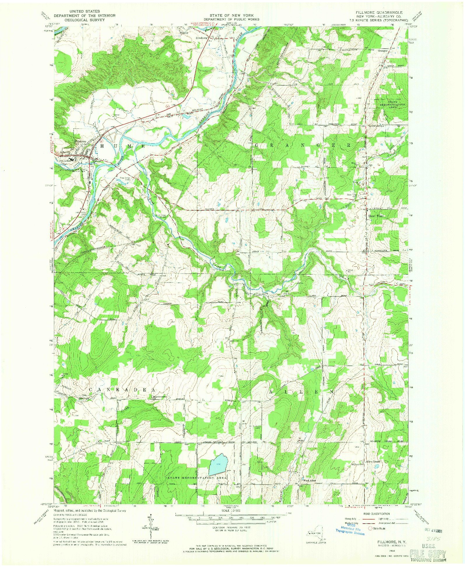 USGS 1:24000-SCALE QUADRANGLE FOR FILLMORE, NY 1964